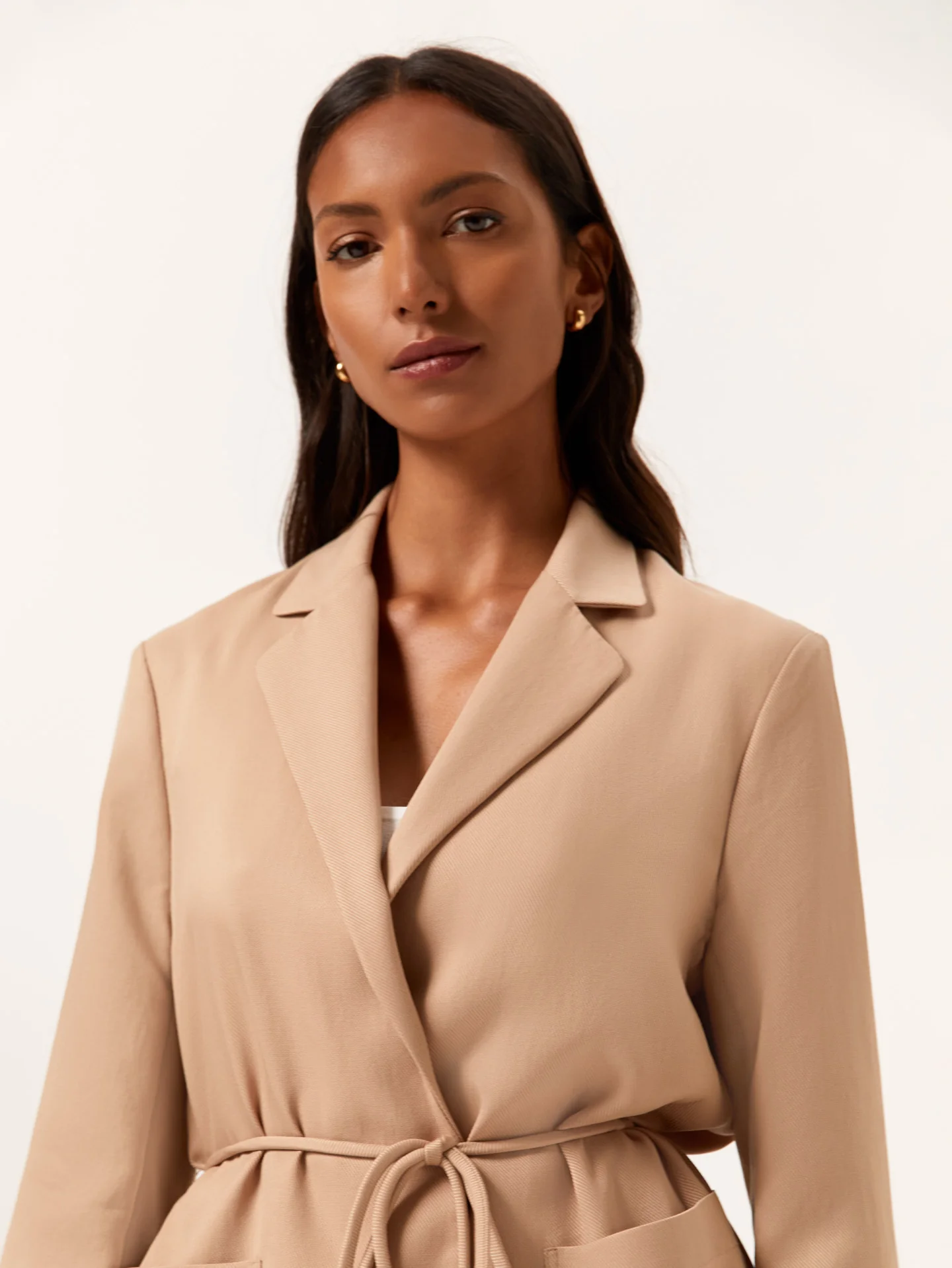 Blazer casual com cinto em tecido de Tencel e Rayon - Image 5