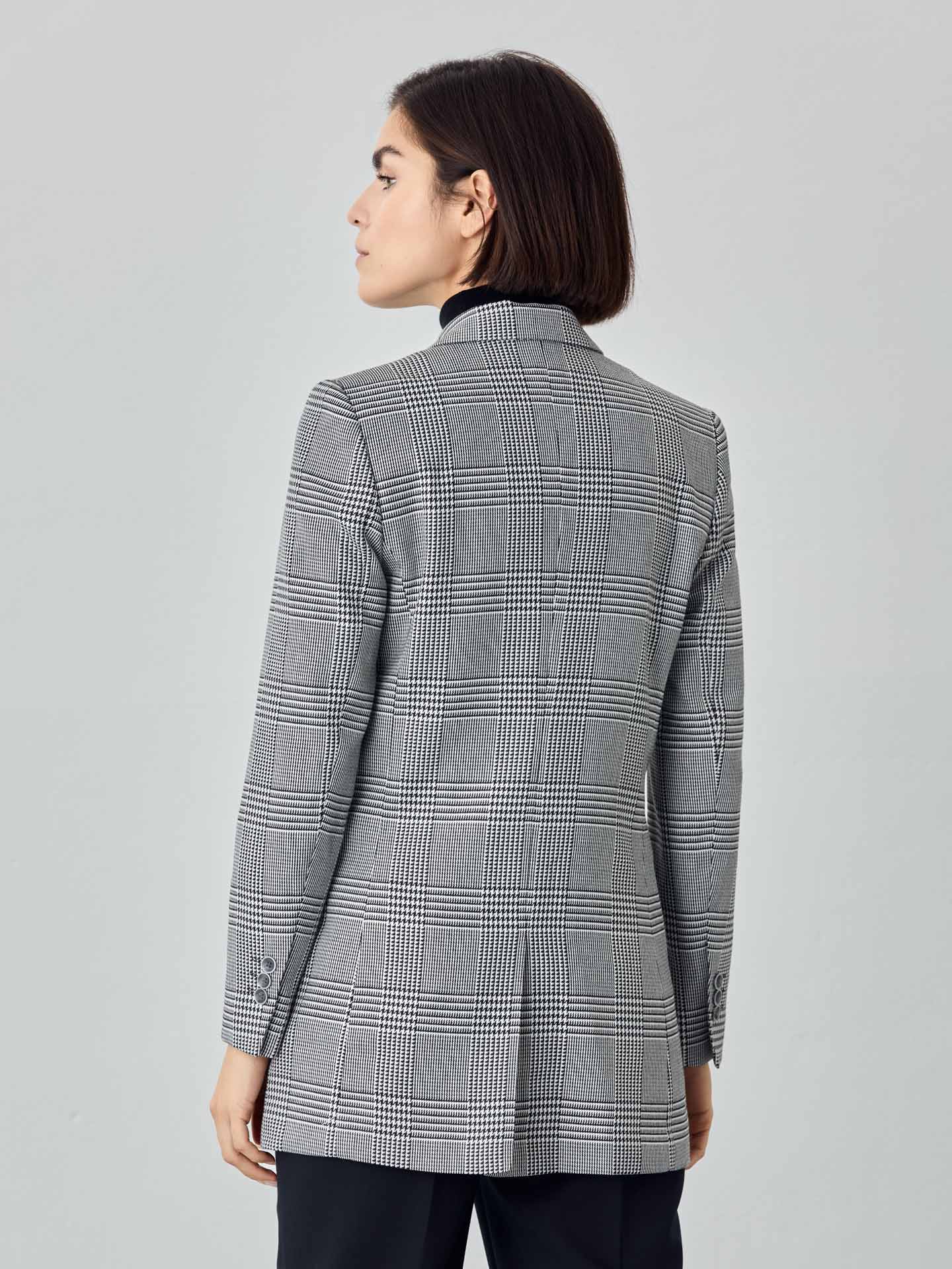 Blazer de fato de trespasse em tecido pied de poule com mistura de viscose - Image 4