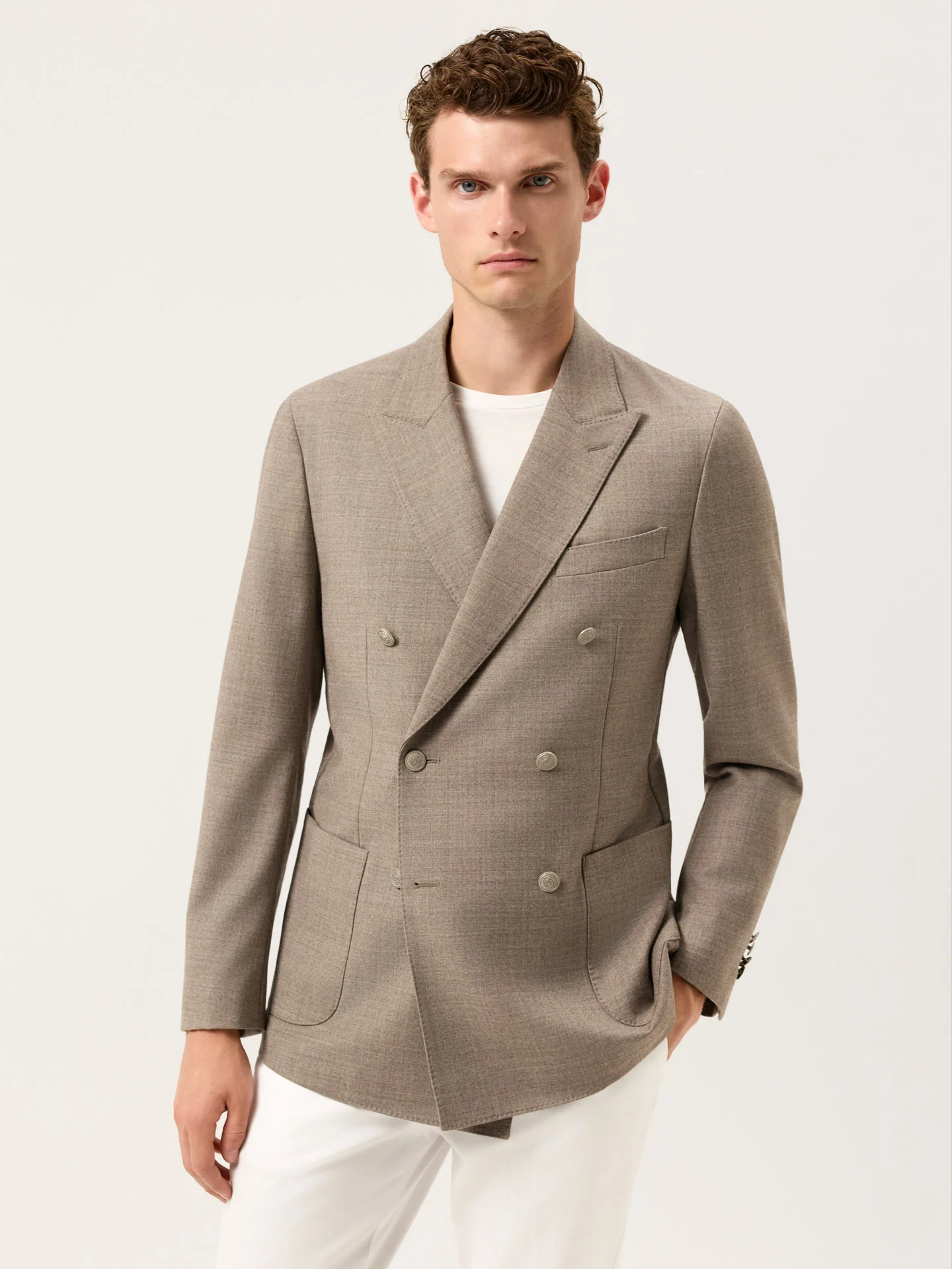 Blazer de Flanela Suave com Bolsos de Chapa