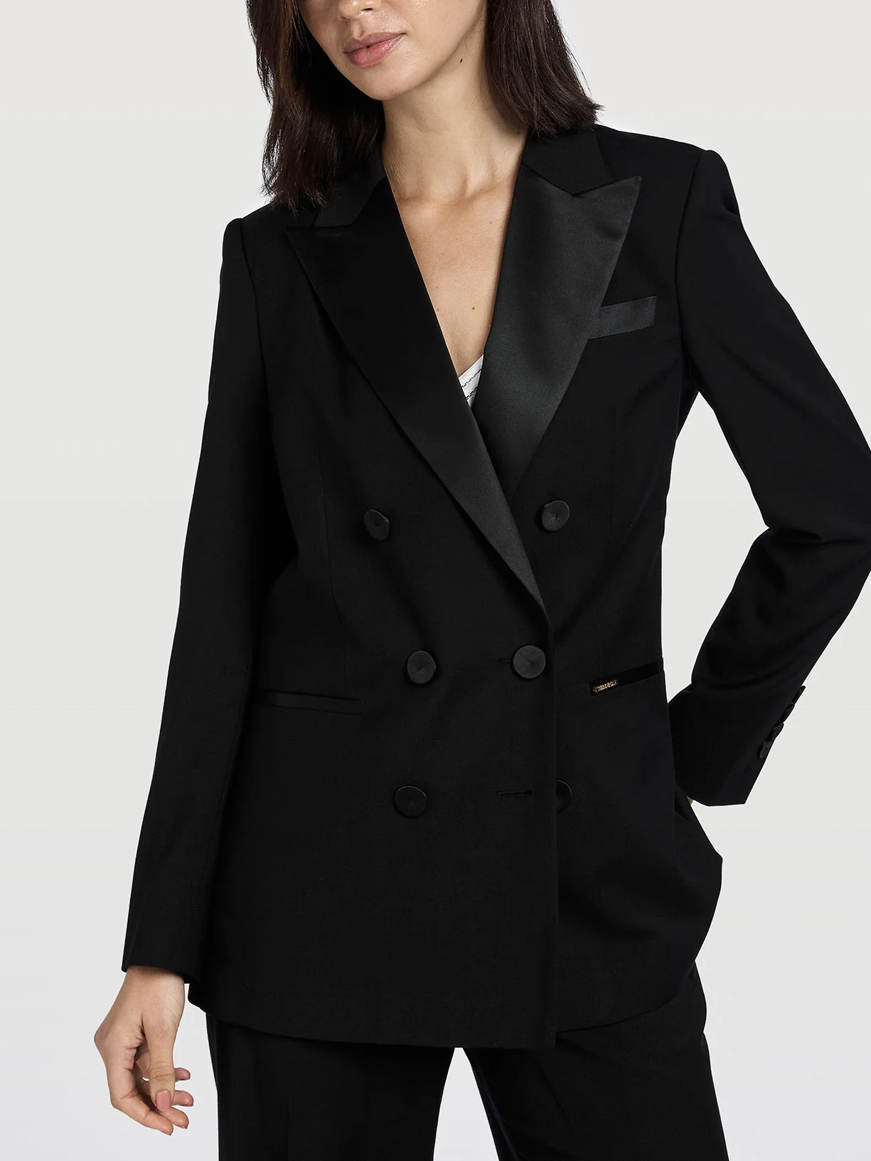 Blazer de smoking preto regular fit - Image 2