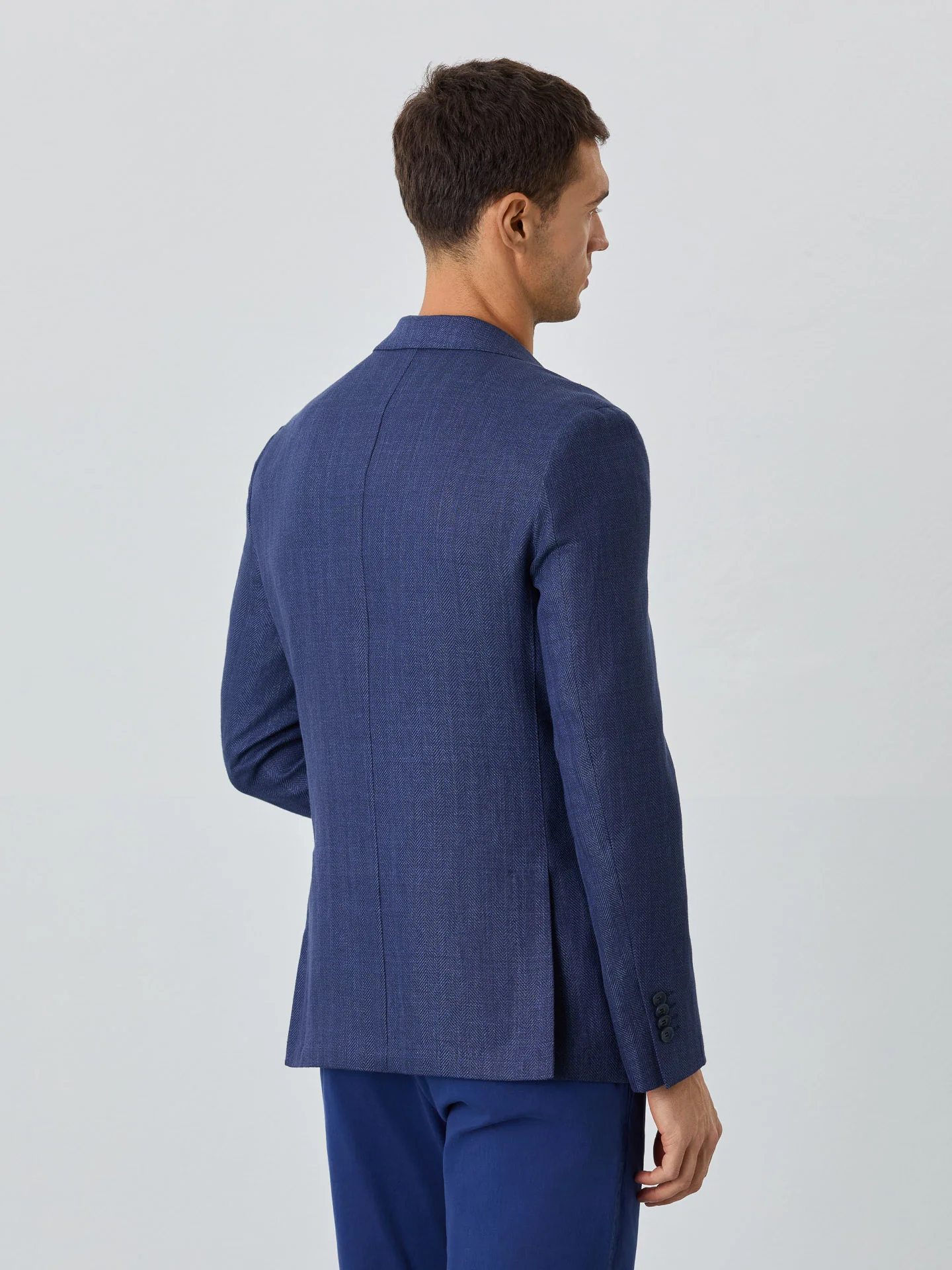 Blazer Espinha De Peixe Com Bolsos De Palas Half-Canvas Em Mistura De Linho - Image 3