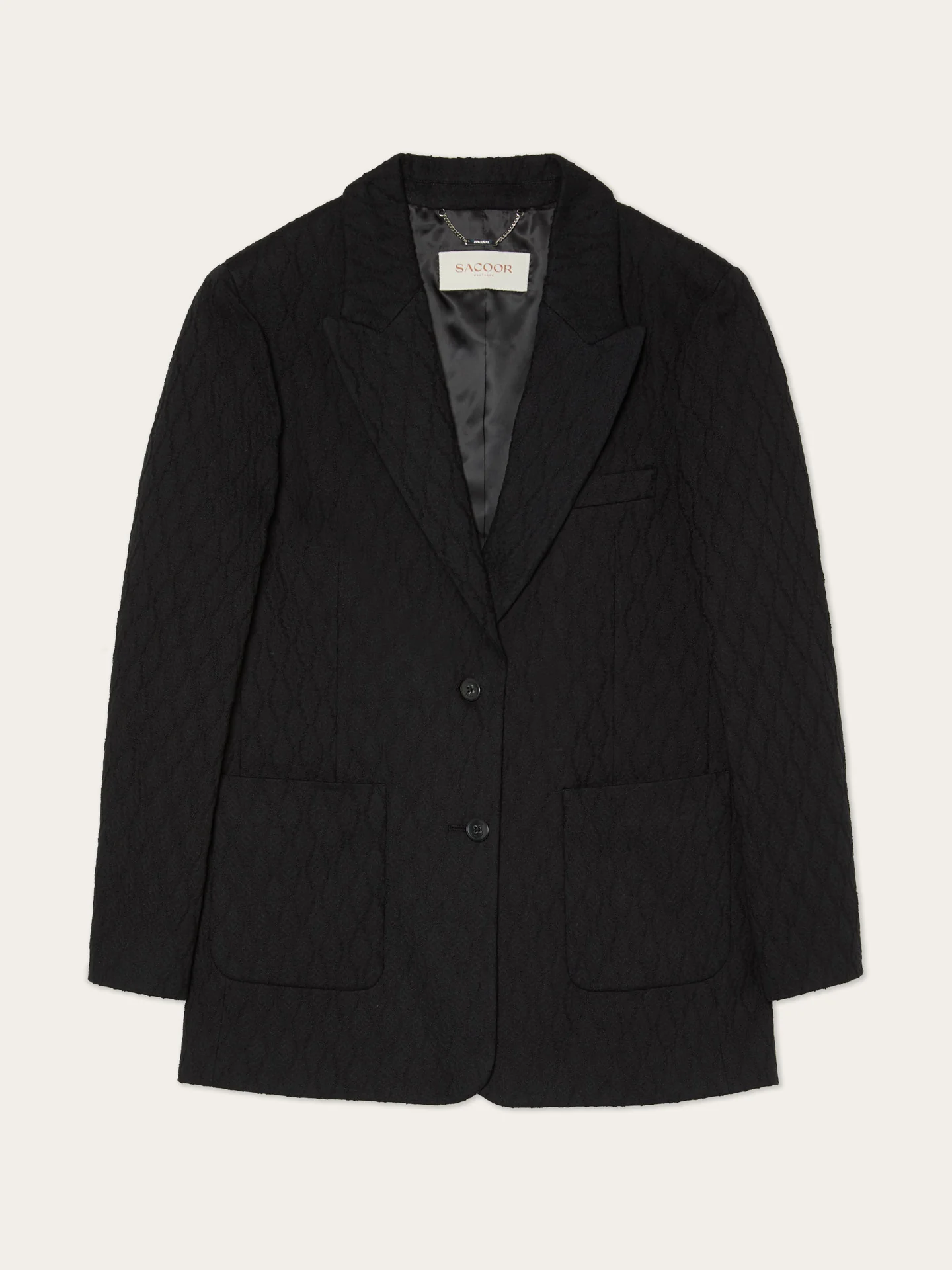 Blazer Oversized em Malha Jacquard Texturada de Mistura de Algodão - Image 4