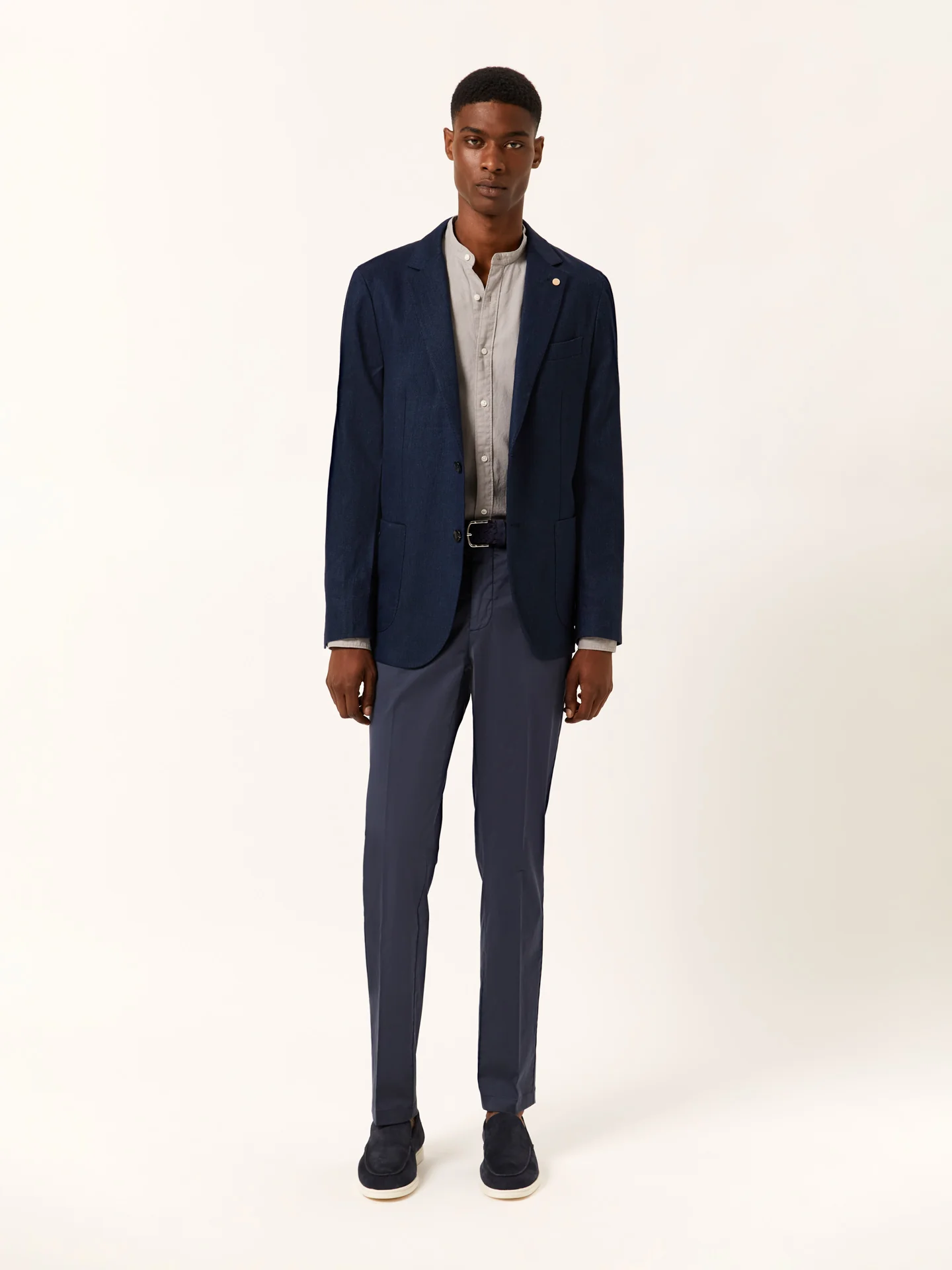 Calças casuais de sarja slim fit garment dye