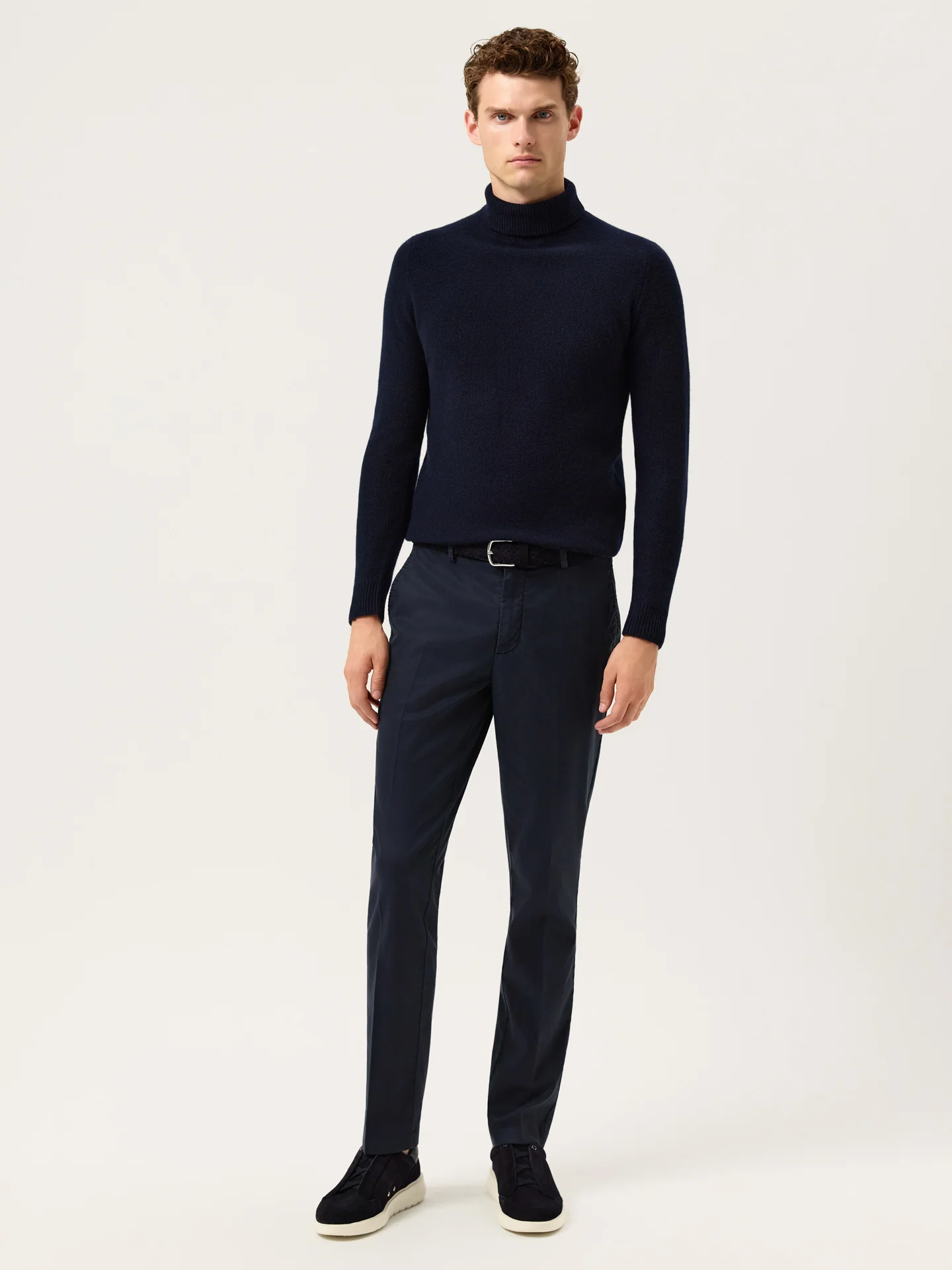 Calças Chino Slim fit em Sarja com Toque de Caxemira e Mistura de Tencel