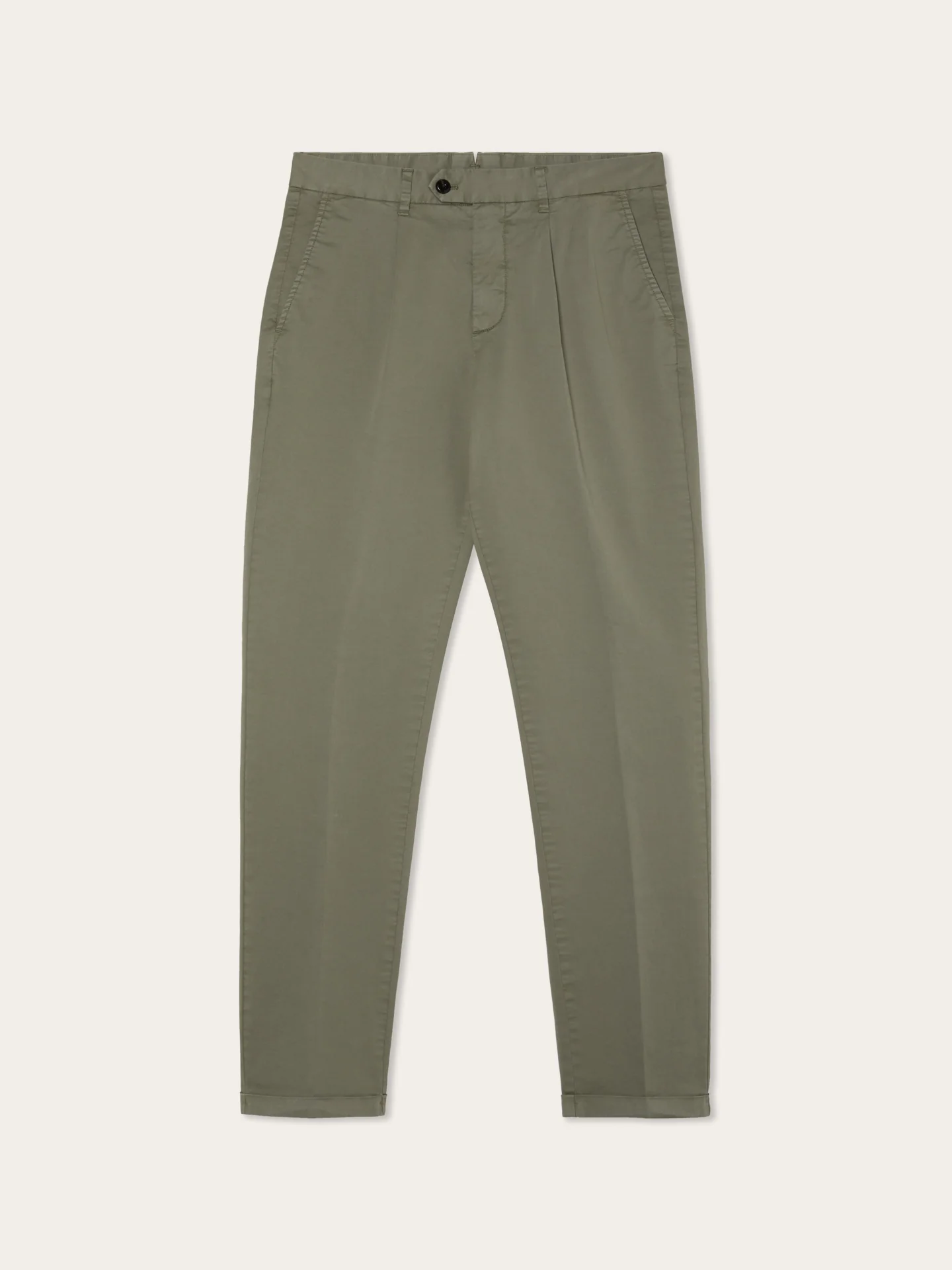 Calças Chino Slim Fit em Sarja Leve com Prega na Frente Garment Dye - Image 13