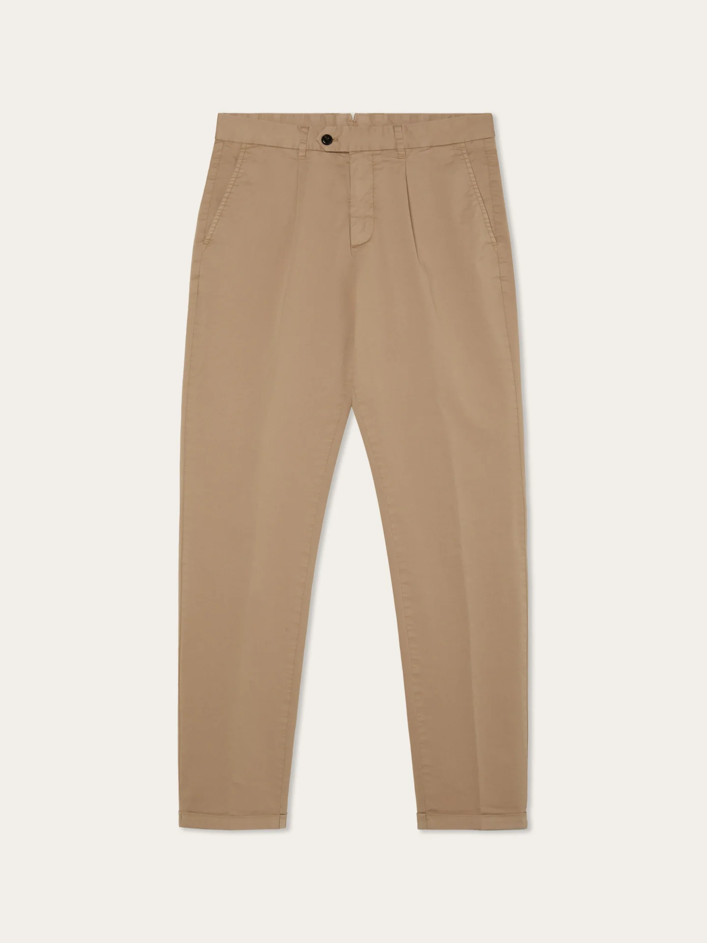 Calças Chino Slim Fit em Sarja Leve com Prega na Frente Garment Dye - Image 5