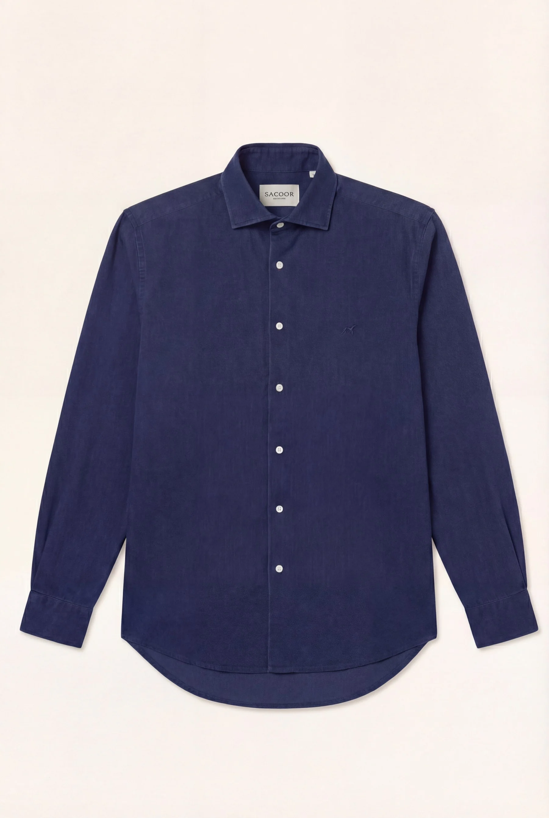 Camisa Jacquard Denim com colarinho aberto, slim fit - Image 3
