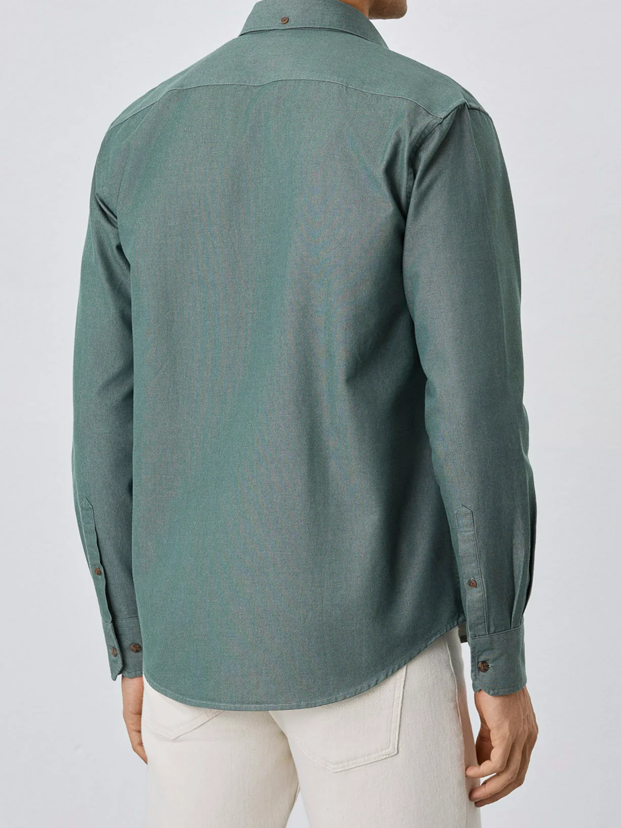 Camisa Regular Fit Bolsos Com Palas Em Denim De Algodão Lavado - Image 6