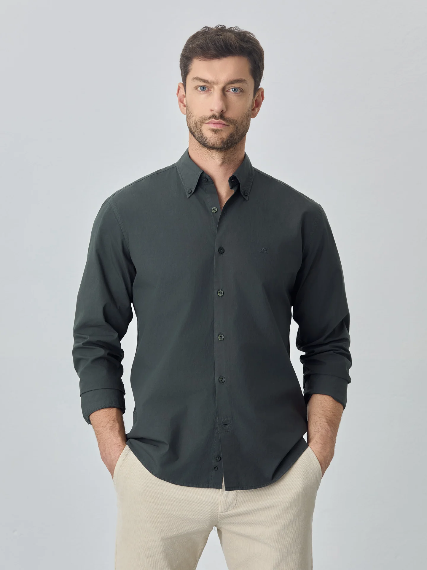 Camisa regular fit em popeline over dye - Image 2