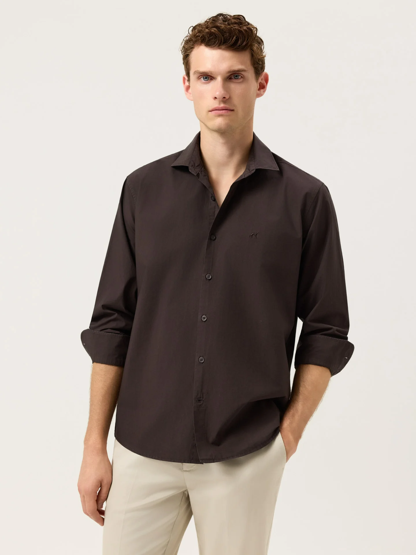 Camisa Regular Fit em Popeline Overdye com Colarinho Aberto - Image 2