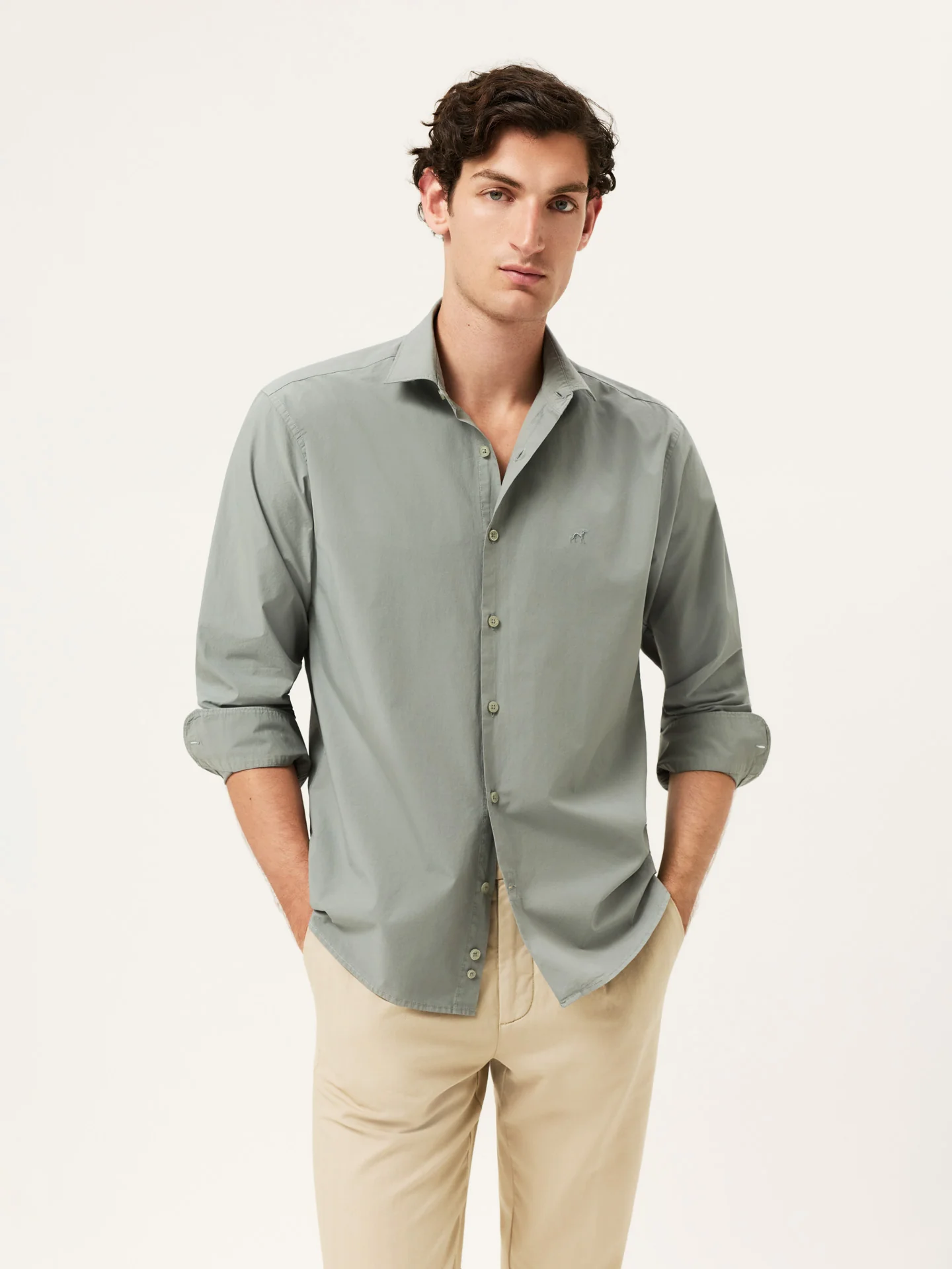 Camisa Regular Fit em Popeline Overdye com Colarinho Aberto - Image 9