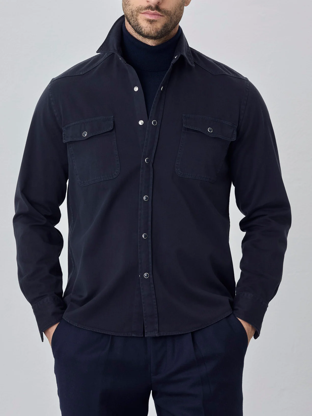 Camisa relaxed fit western em sarja