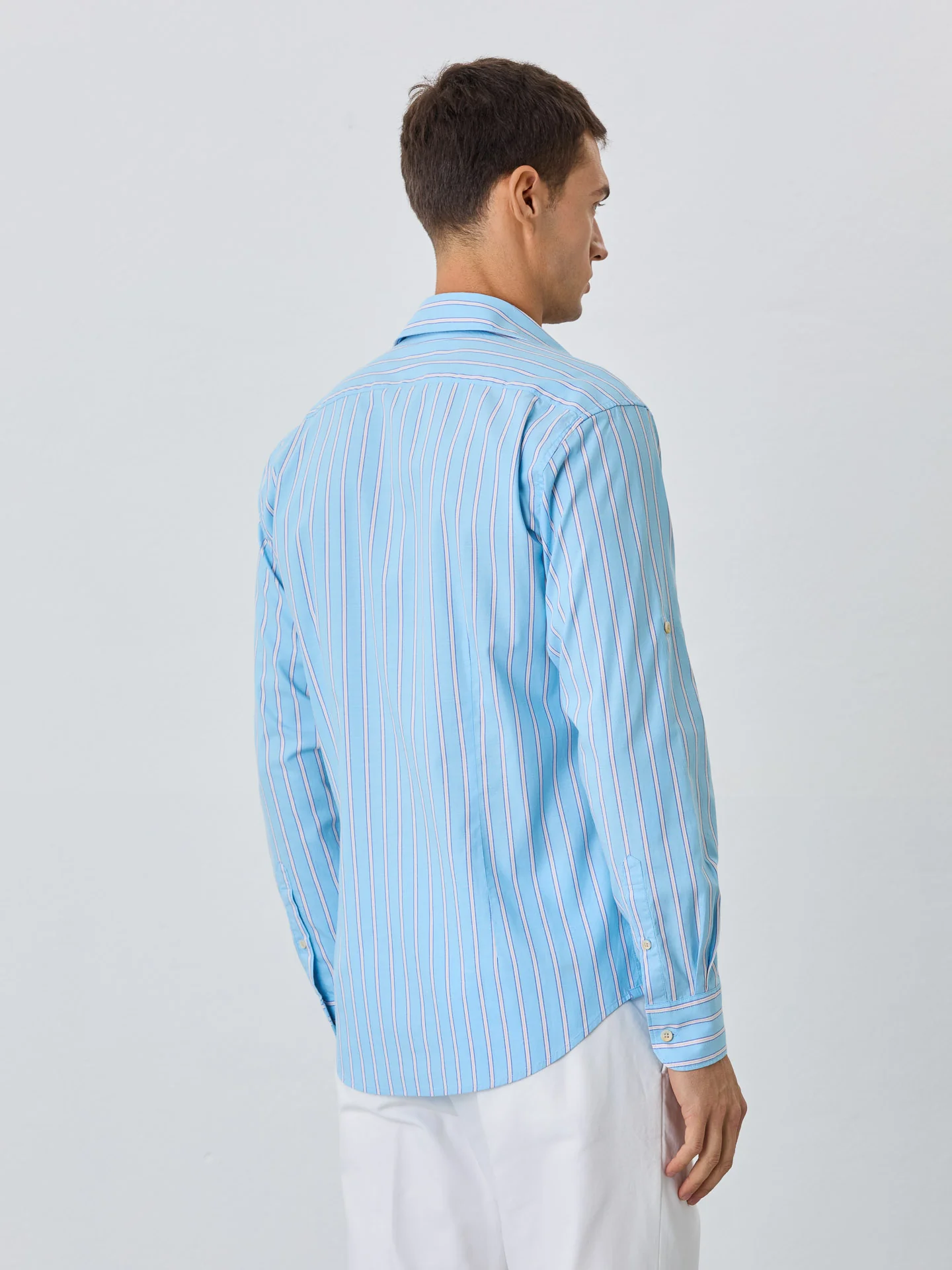 Camisa Slim Fit Com Bolso No Peito Em Algodão BCI Com Riscas - Image 3