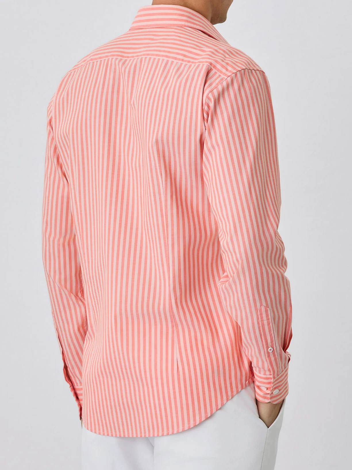 Camisa Slim Fit Com Bolso No Peito Em Algodão BCI Com Riscas - Image 3