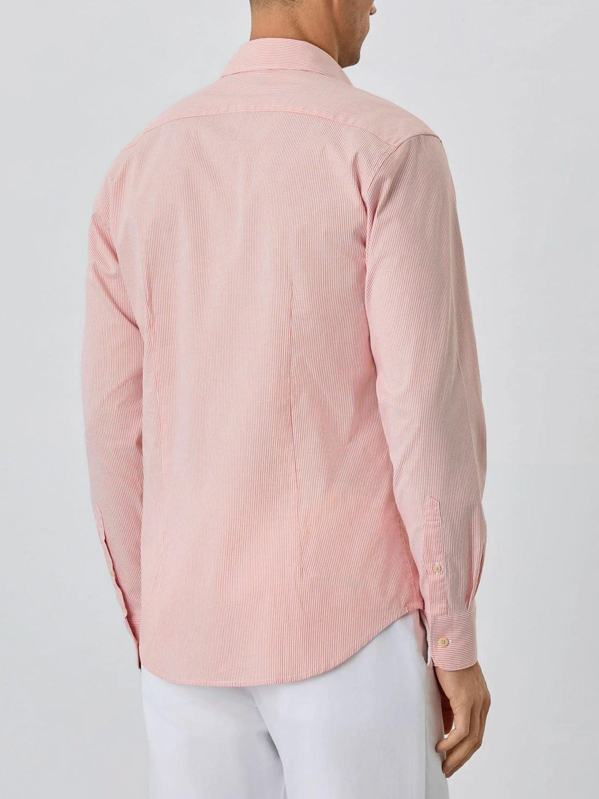 Camisa Slim Fit Com Colarinho Aberto Em Algodão BCI Com Riscas - Image 3