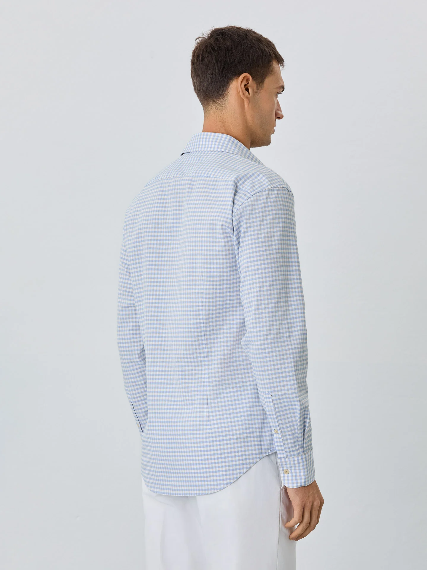 Camisa Slim Fit Com Colarinho Aberto Em Algodão BCI Com Xadrez - Image 3