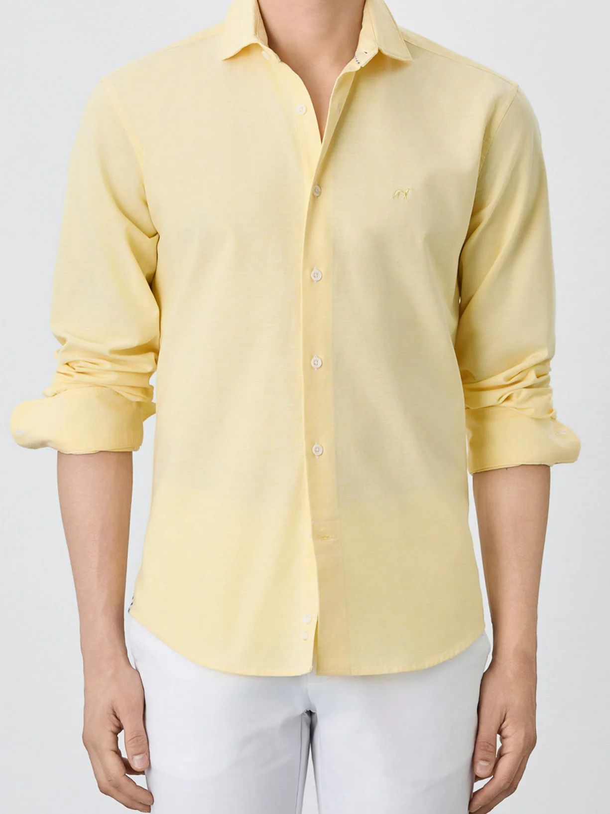 Camisa Slim Fit Com Colarinho Aberto Em Algodão E Elastano - Image 11