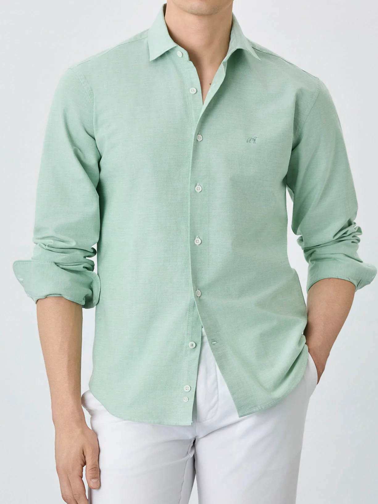 Camisa Slim Fit Com Colarinho Aberto Em Algodão E Elastano - Image 4