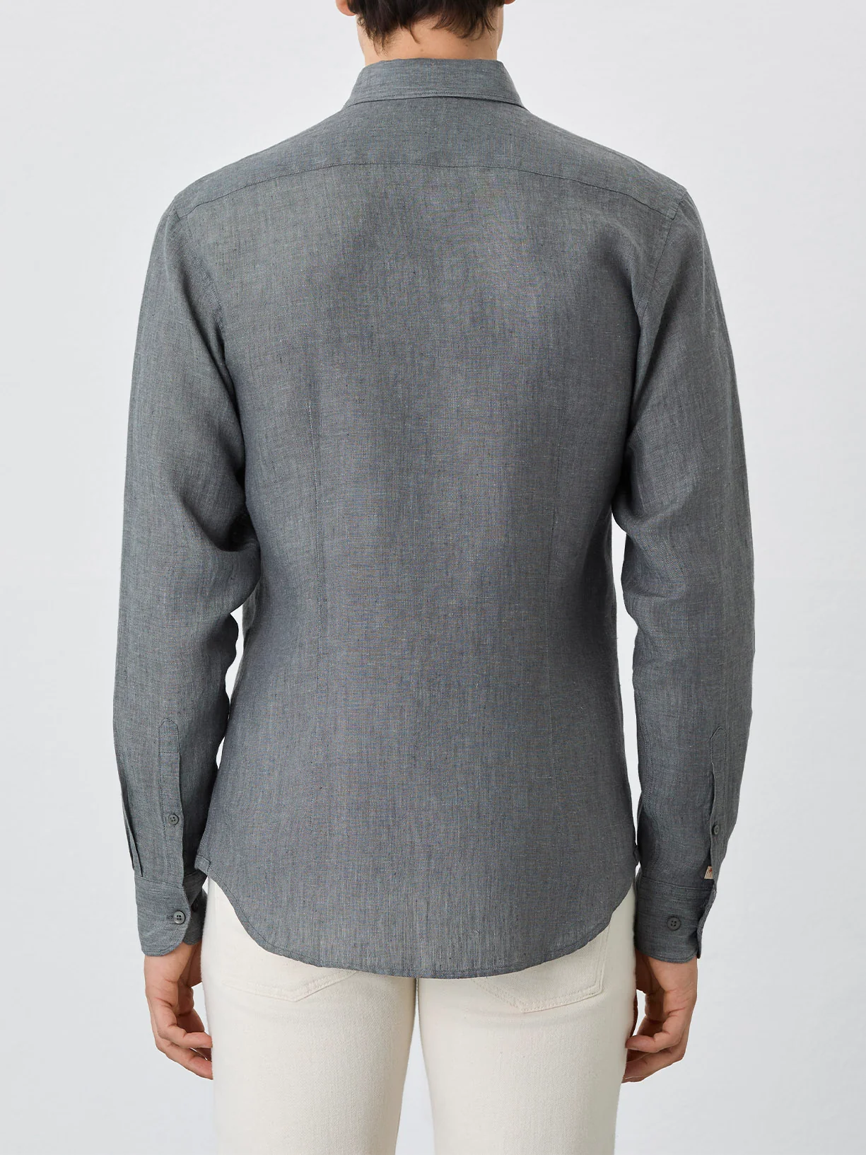 Camisa Slim Fit Com Colarinho Aberto Em Linho - Image 3