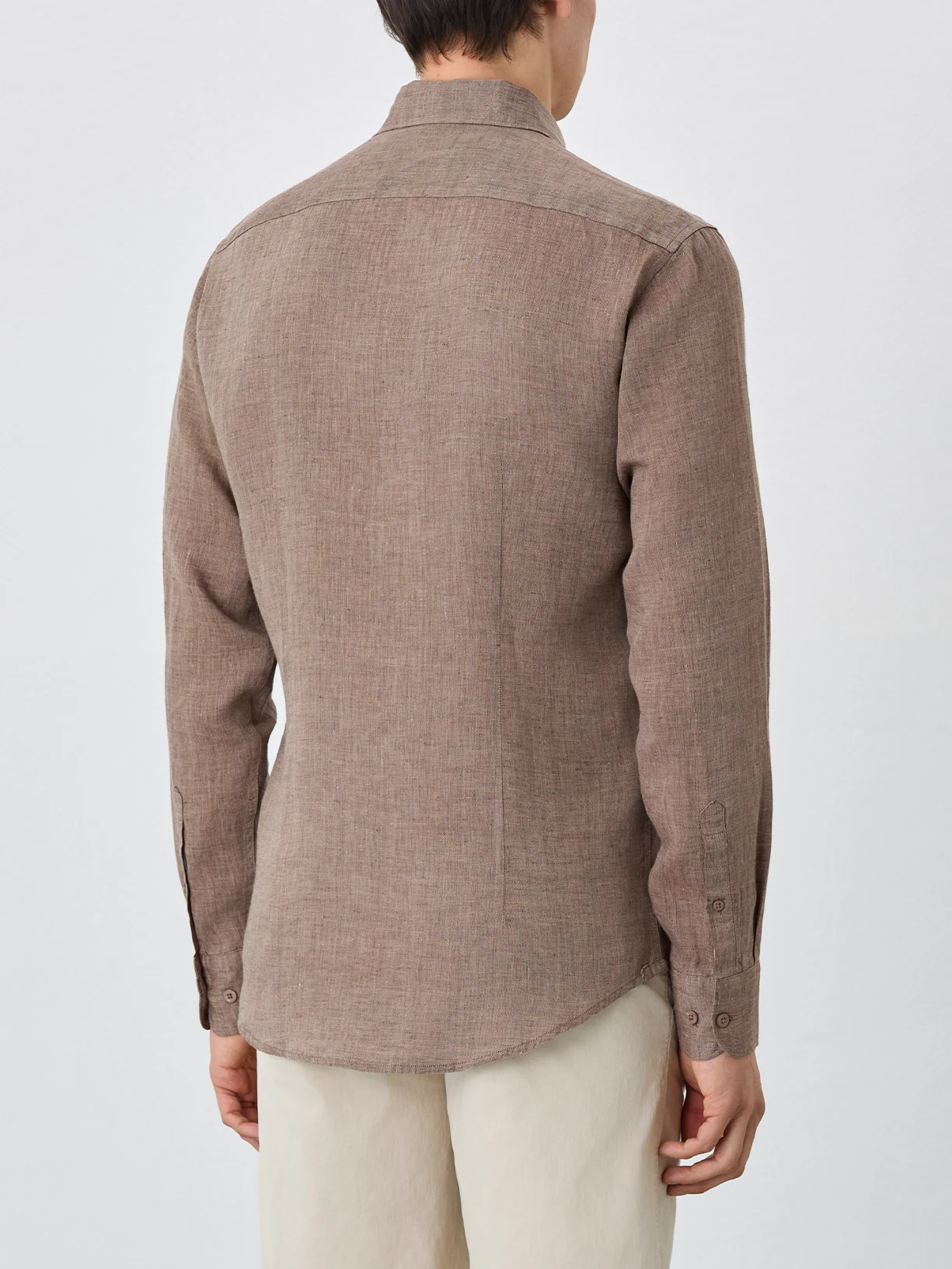 Camisa Slim Fit Com Colarinho Aberto Em Linho - Image 6