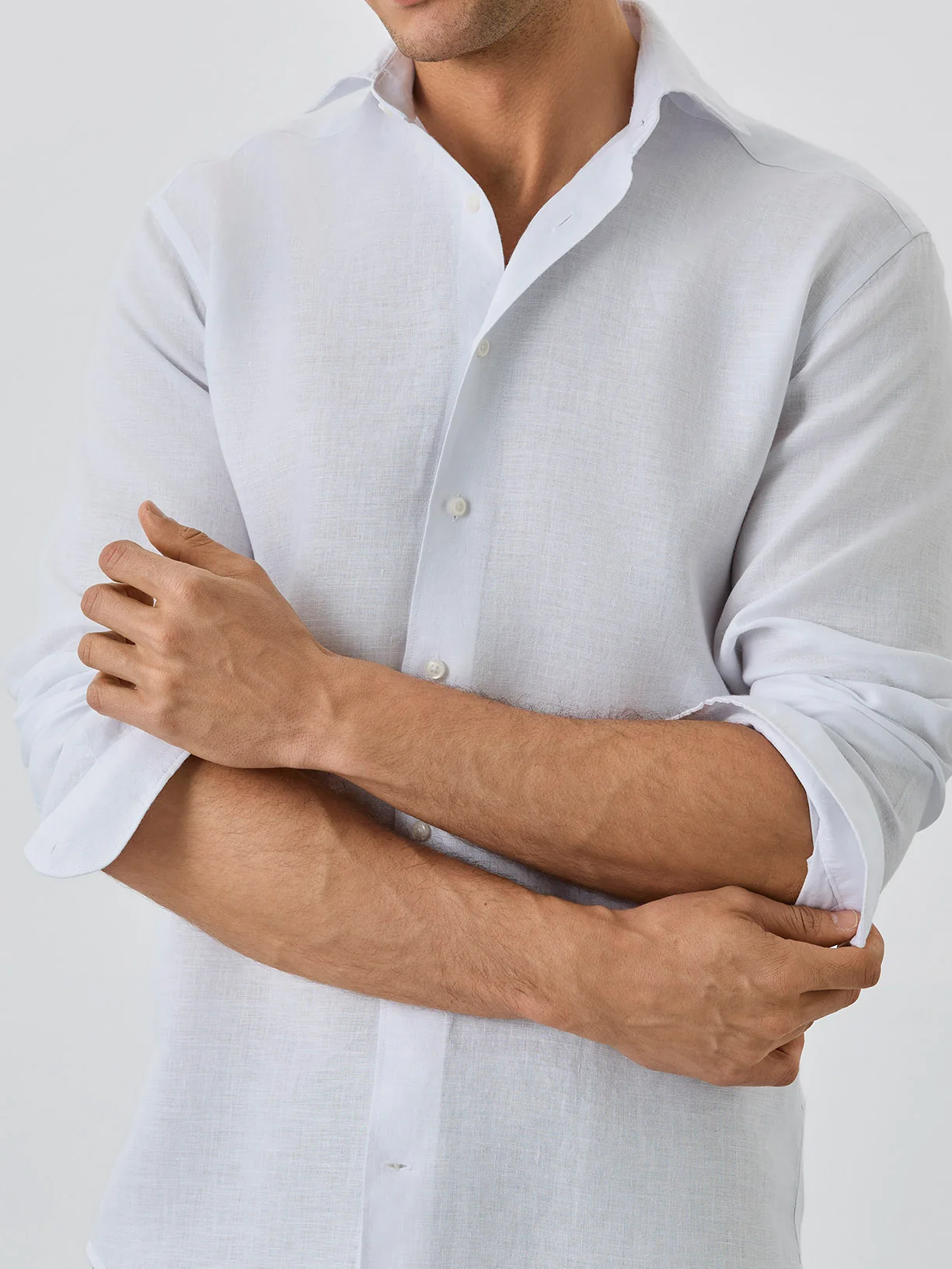 Camisa Slim Fit Com Colarinho Bristol Em Linho - Image 7