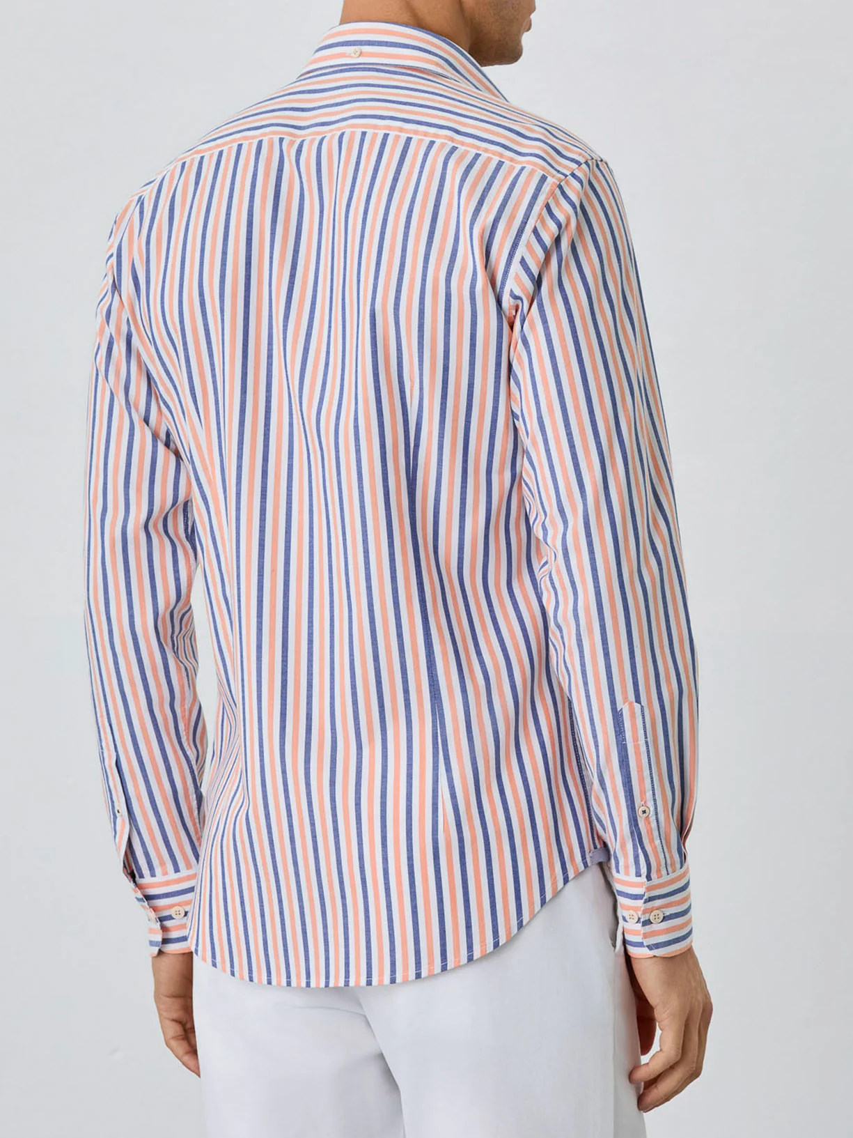 Camisa Slim Fit Com Colarinho De Botão Em Algodão BCI Com Riscas - Image 3