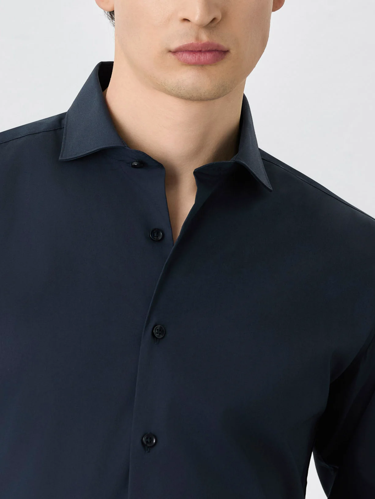 Camisa Slim Fit Com Colarinho Dublin Em Mistura De Algodão - Image 8