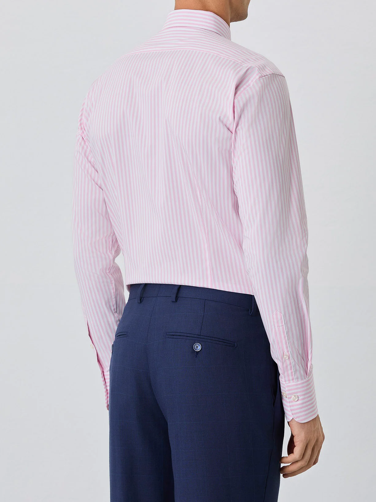 Camisa Slim Fit Com Colarinho Dublin Em Mistura De Algodão Com Riscas - Image 3