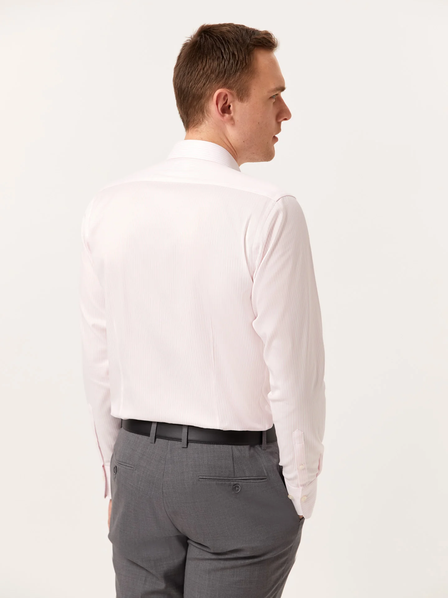 Camisa slim fit de riscas com colarinho de Dublin - Image 3
