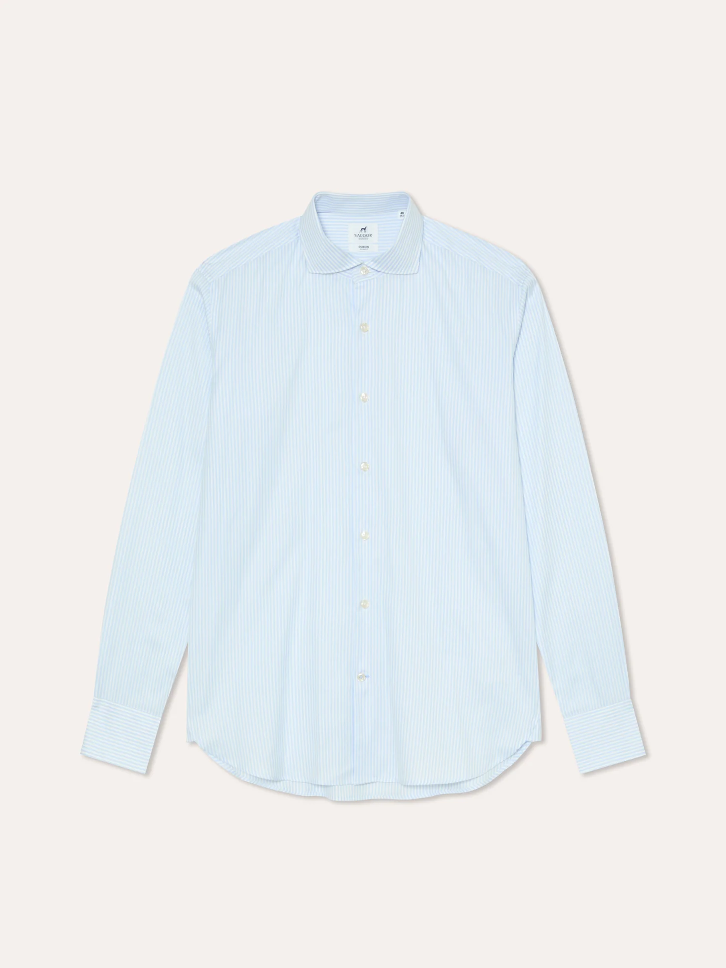 Camisa slim fit de riscas com colarinho de Dublin - Image 4