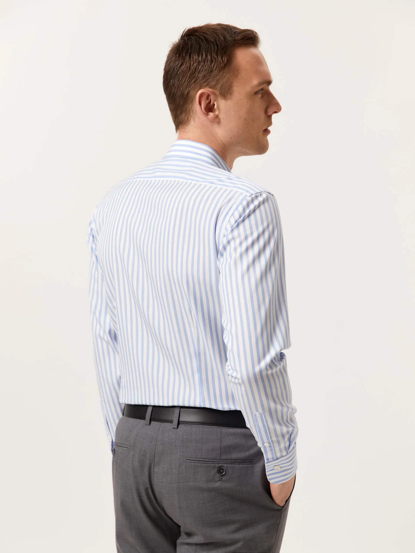 Camisa slim fit de riscas com colarinho Oxford - Image 3