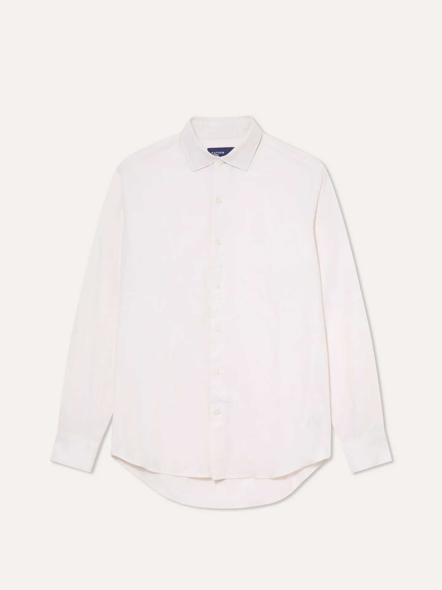 Camisa slim fit de sarja mescla de algodão slub com colarinho aberto - Image 5