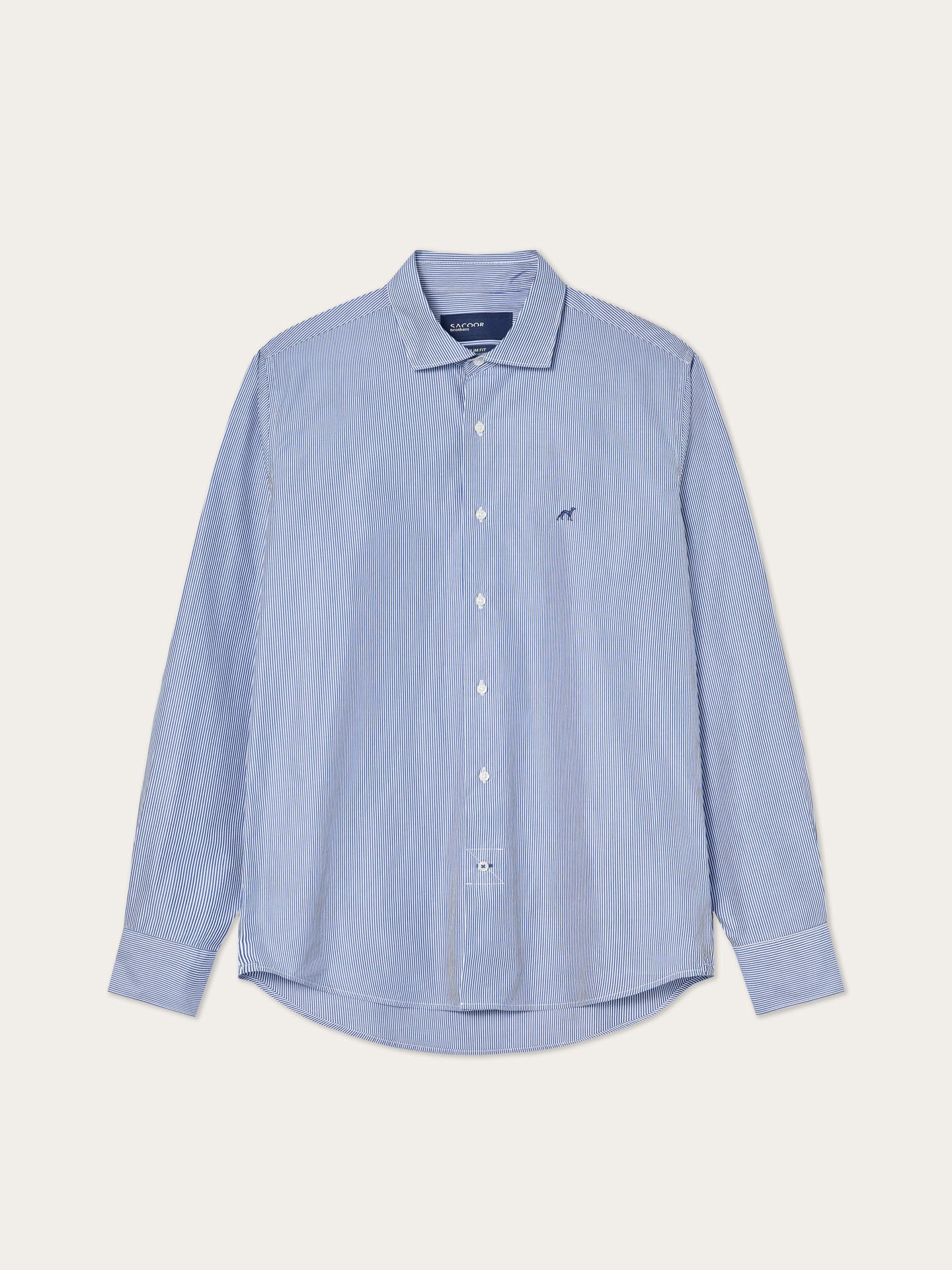 Camisa Slim Fit em Algodão Fios 120 num Padrão de Riscas Refinadas - Image 3