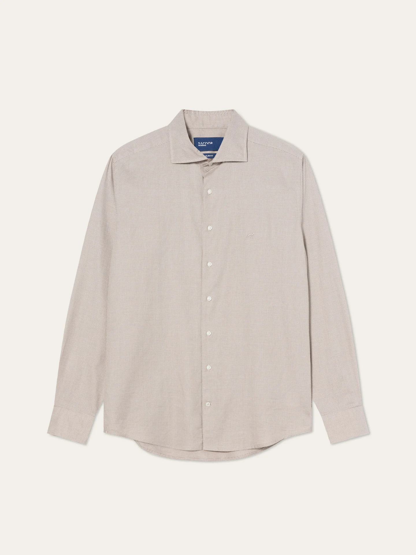 Camisa Slim Fit em Algodão Mélange com Padrão Pied-de-poule e Colarinho Newport - Image 2