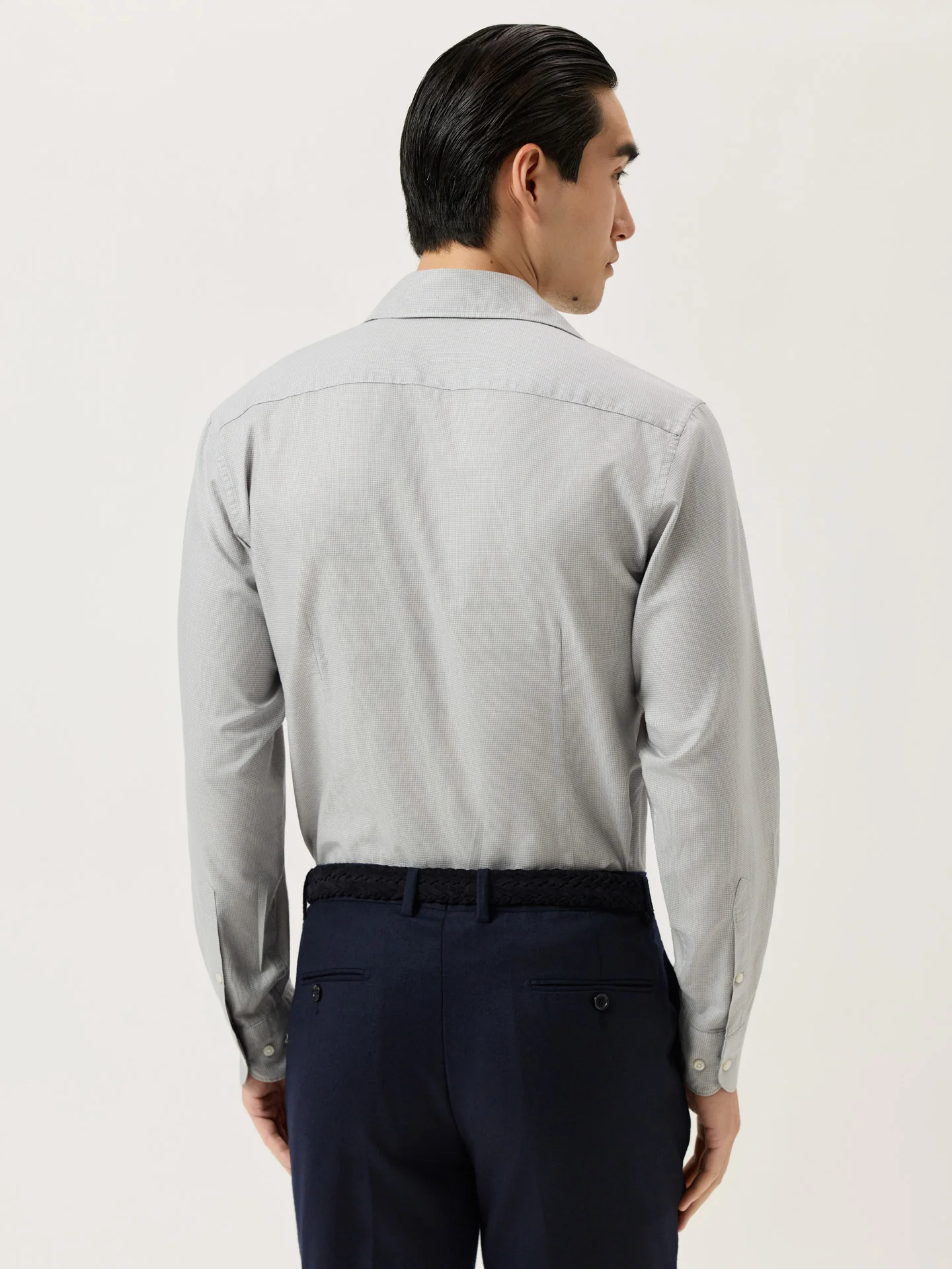 Camisa Slim Fit em Algodão Mélange com Padrão Pied-de-poule e Colarinho Newport - Image 2