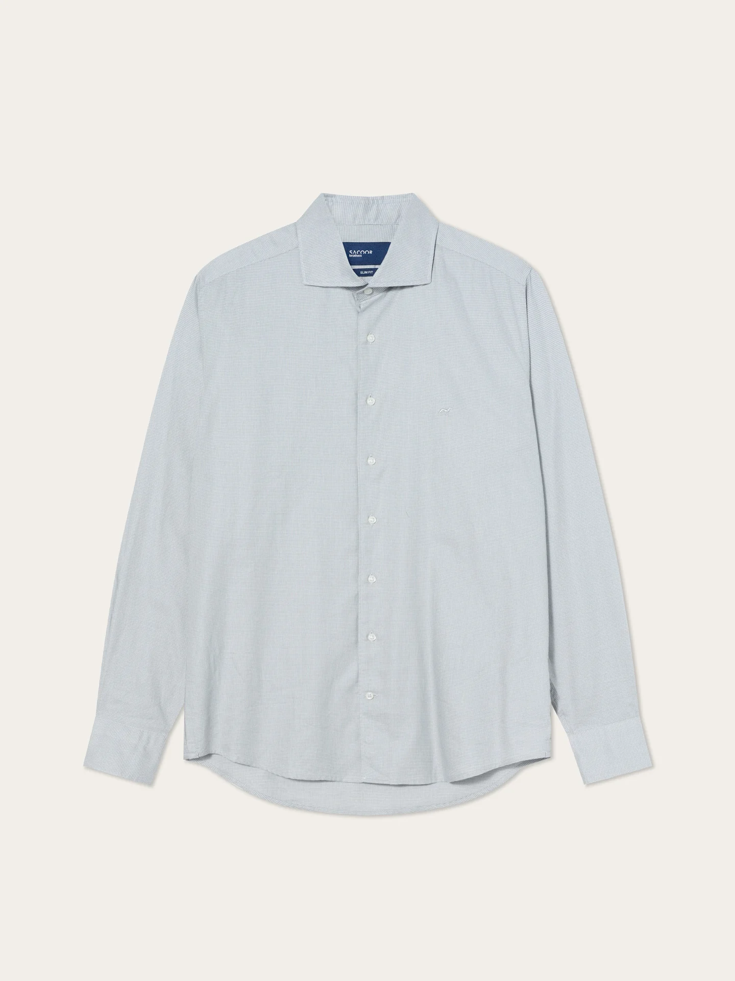 Camisa Slim Fit em Algodão Mélange com Padrão Pied-de-poule e Colarinho Newport - Image 3