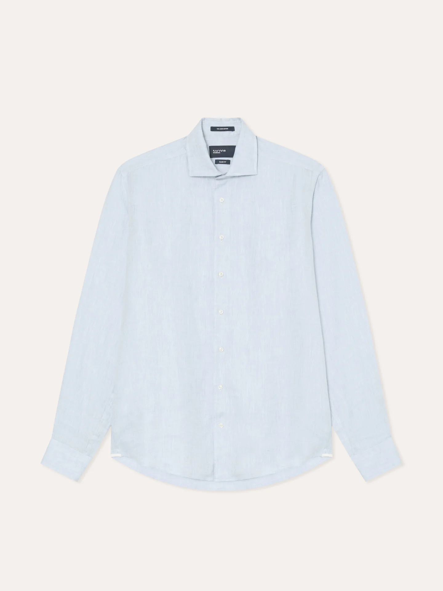 Camisa slim fit em linho espinha com gola Newport - Image 6