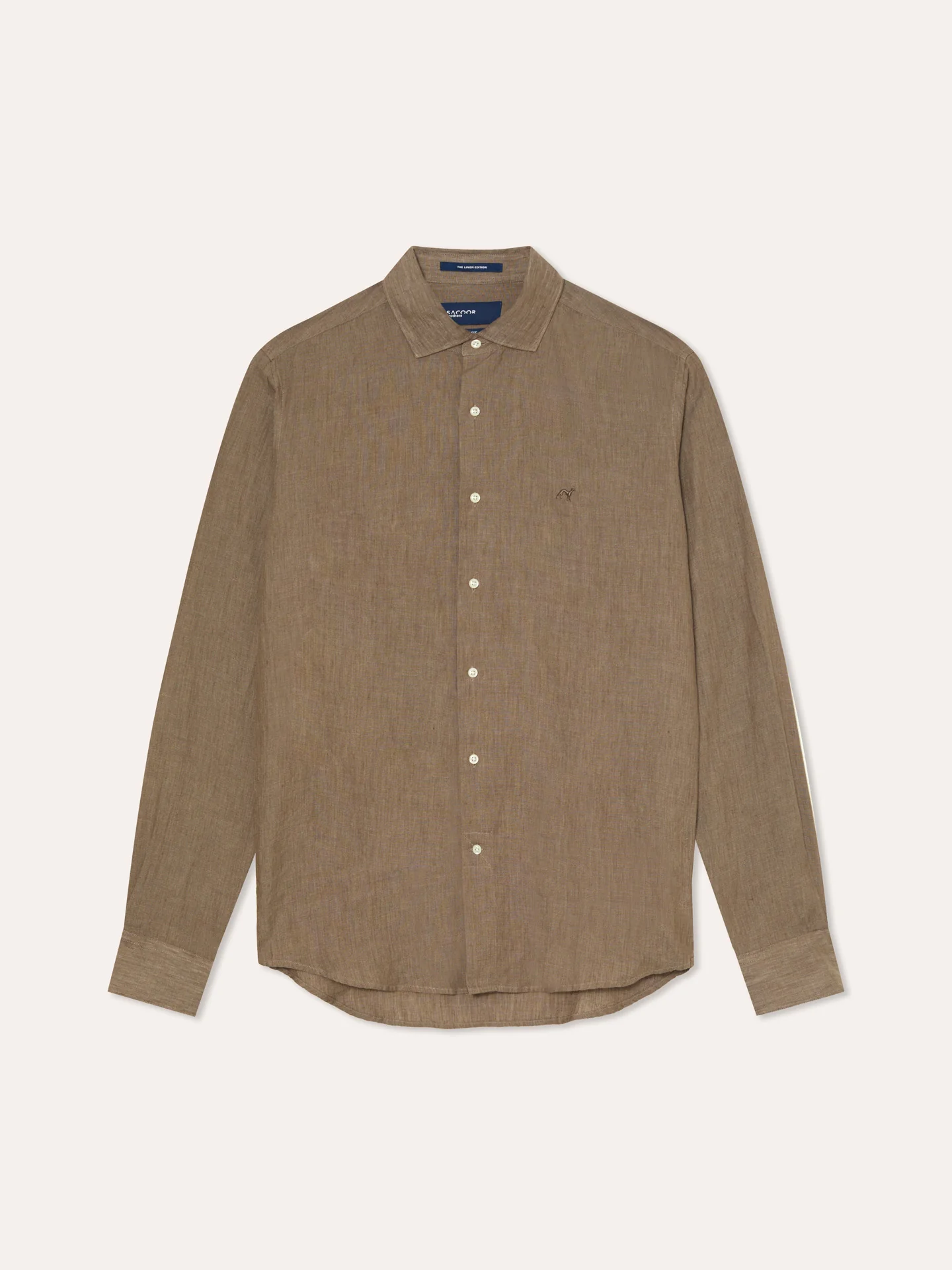 Camisa slim fit em linho liso com colarinho aberto - Image 4
