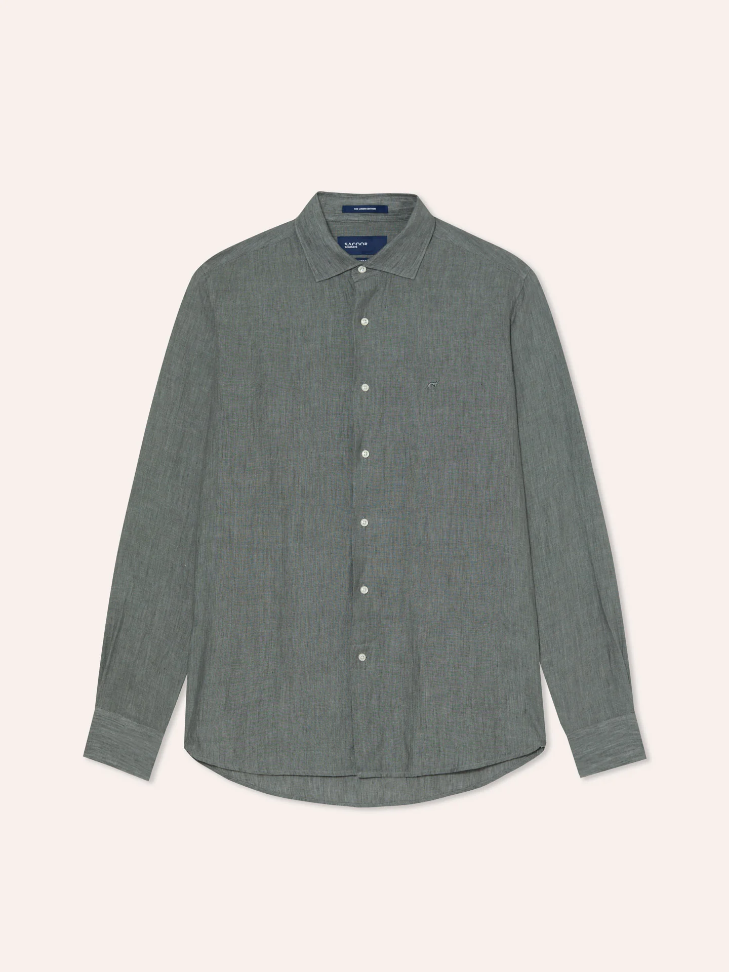Camisa slim fit em linho liso com colarinho aberto - Image 8