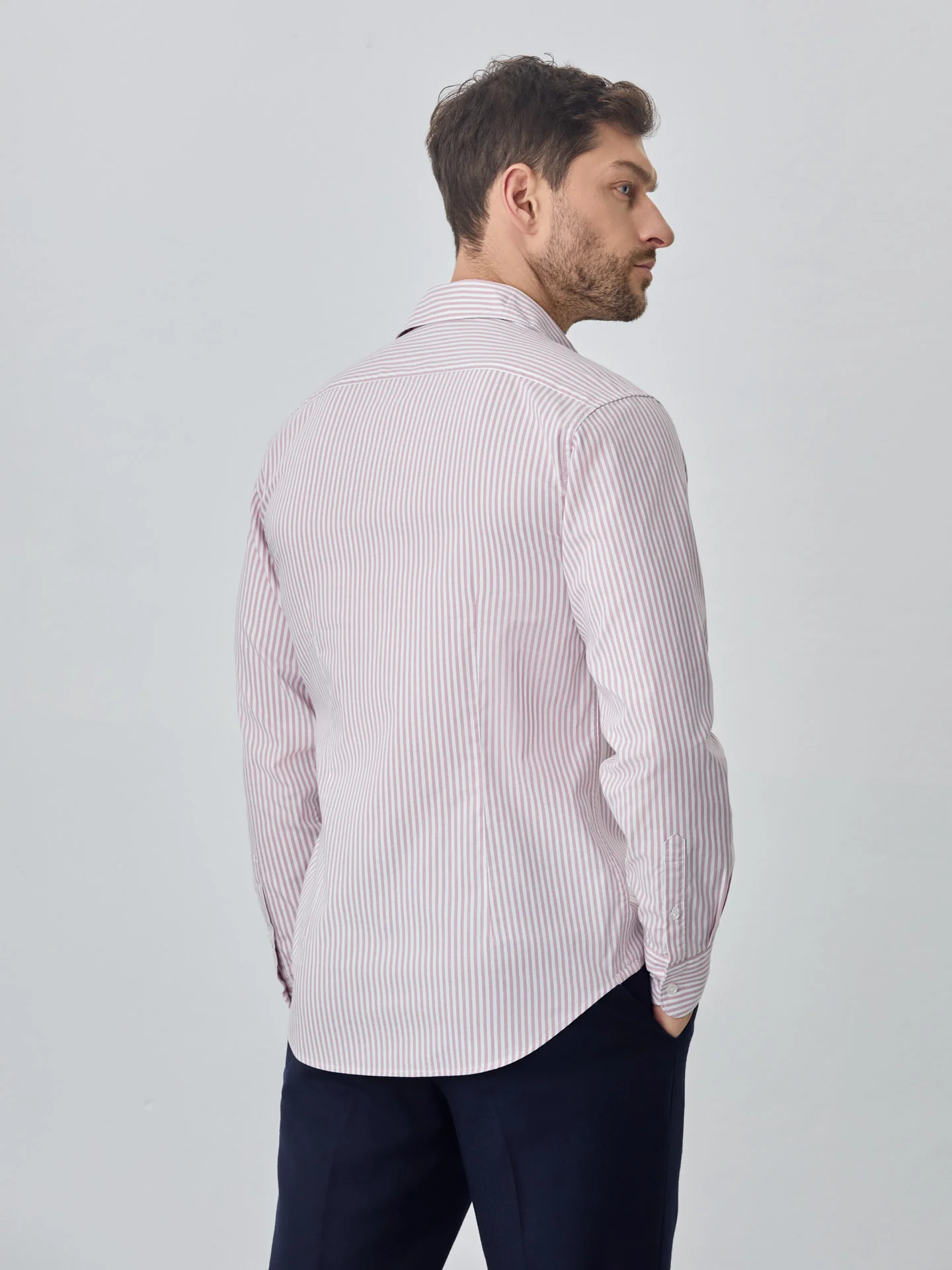 Camisa slim fit em oxford riscas de algodão 100% bci - Image 3