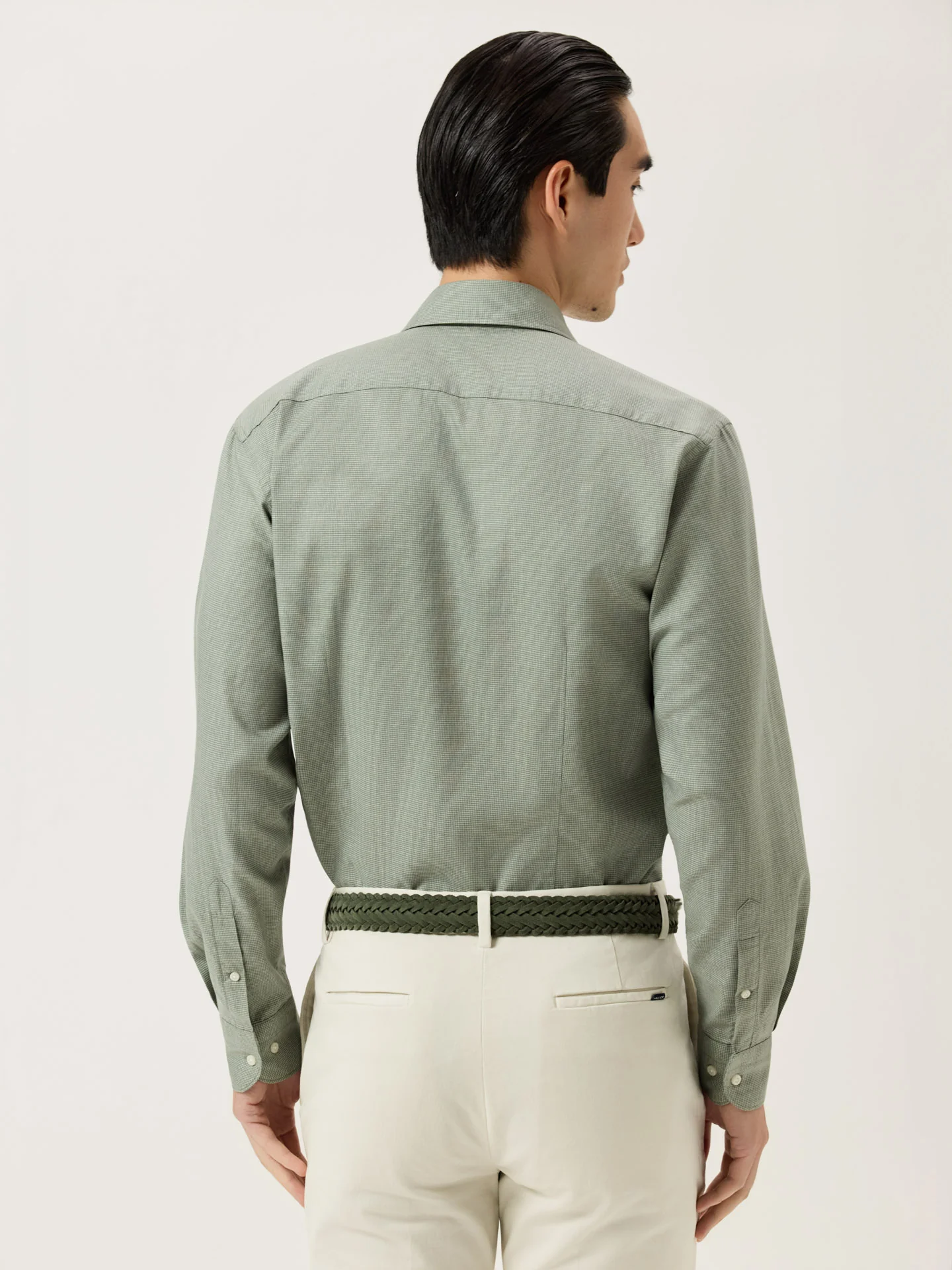 Camisa Slim Fit em Pied-de-Poule Mélange de Algodão com Colarinho Newport - Image 3