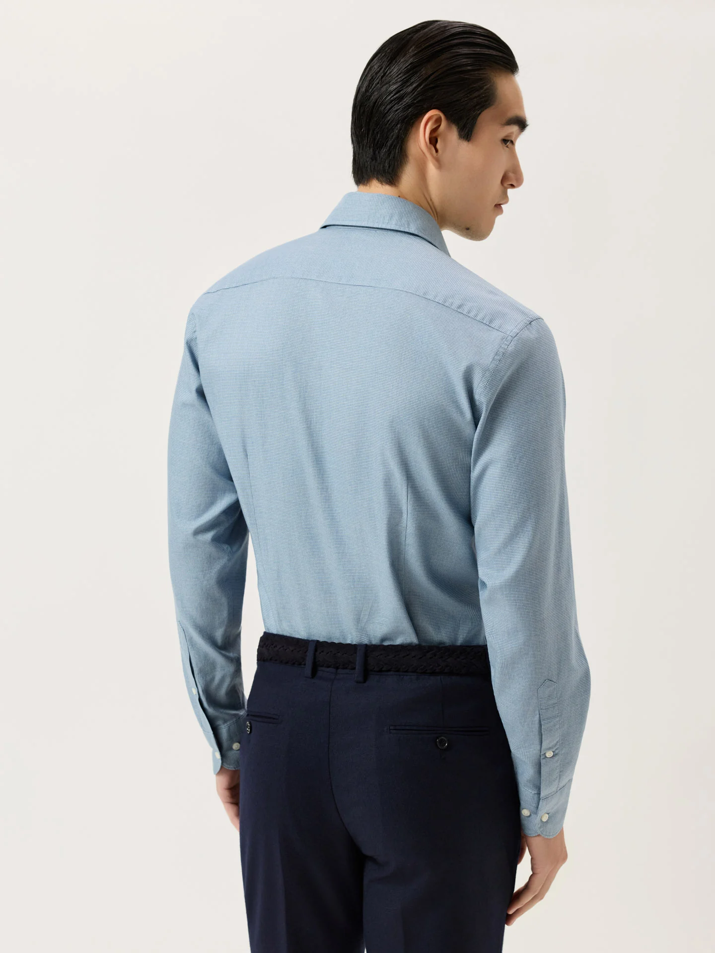 Camisa Slim Fit em Pied-de-Poule Mélange de Algodão com Colarinho Newport - Image 3