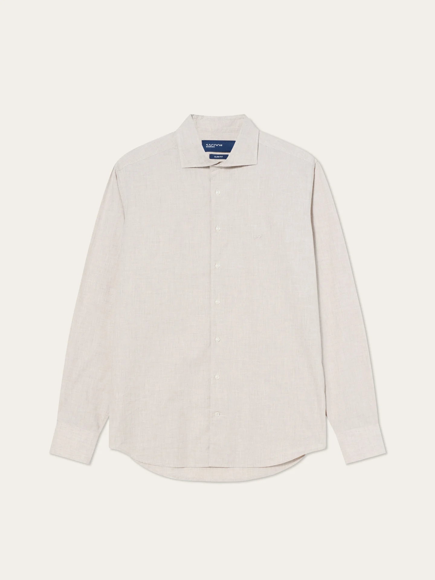 Camisa Slim Fit em Popeline Mélange de Algodão com Colarinho Newport - Image 4