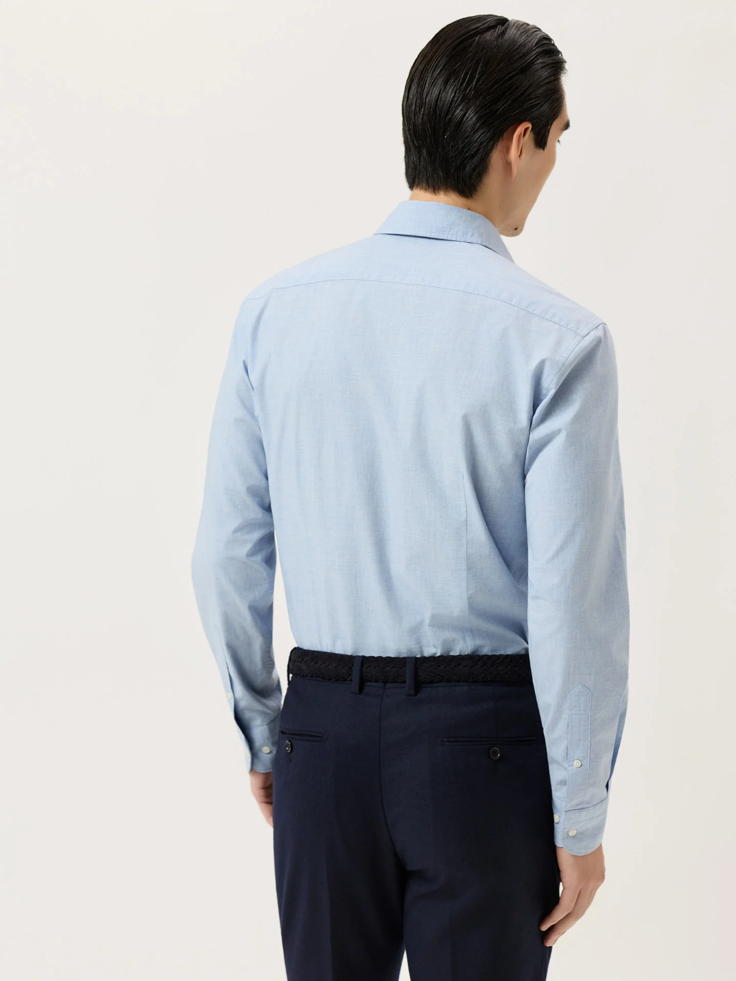 Camisa Slim Fit em Popeline Mélange de Algodão com Colarinho Newport - Image 7