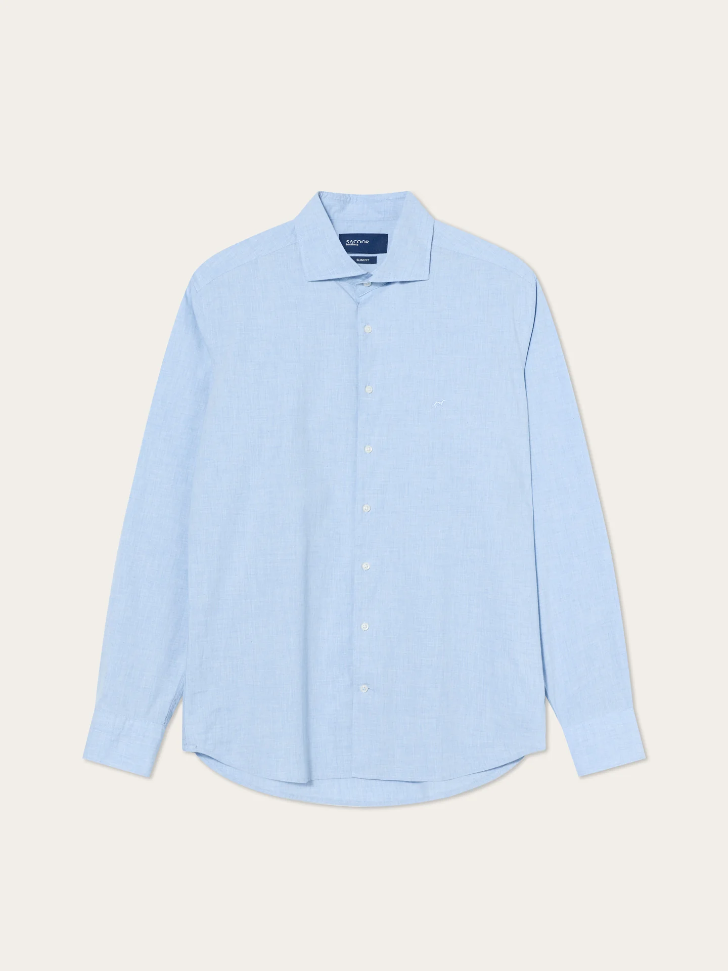 Camisa Slim Fit em Popeline Mélange de Algodão com Colarinho Newport - Image 8