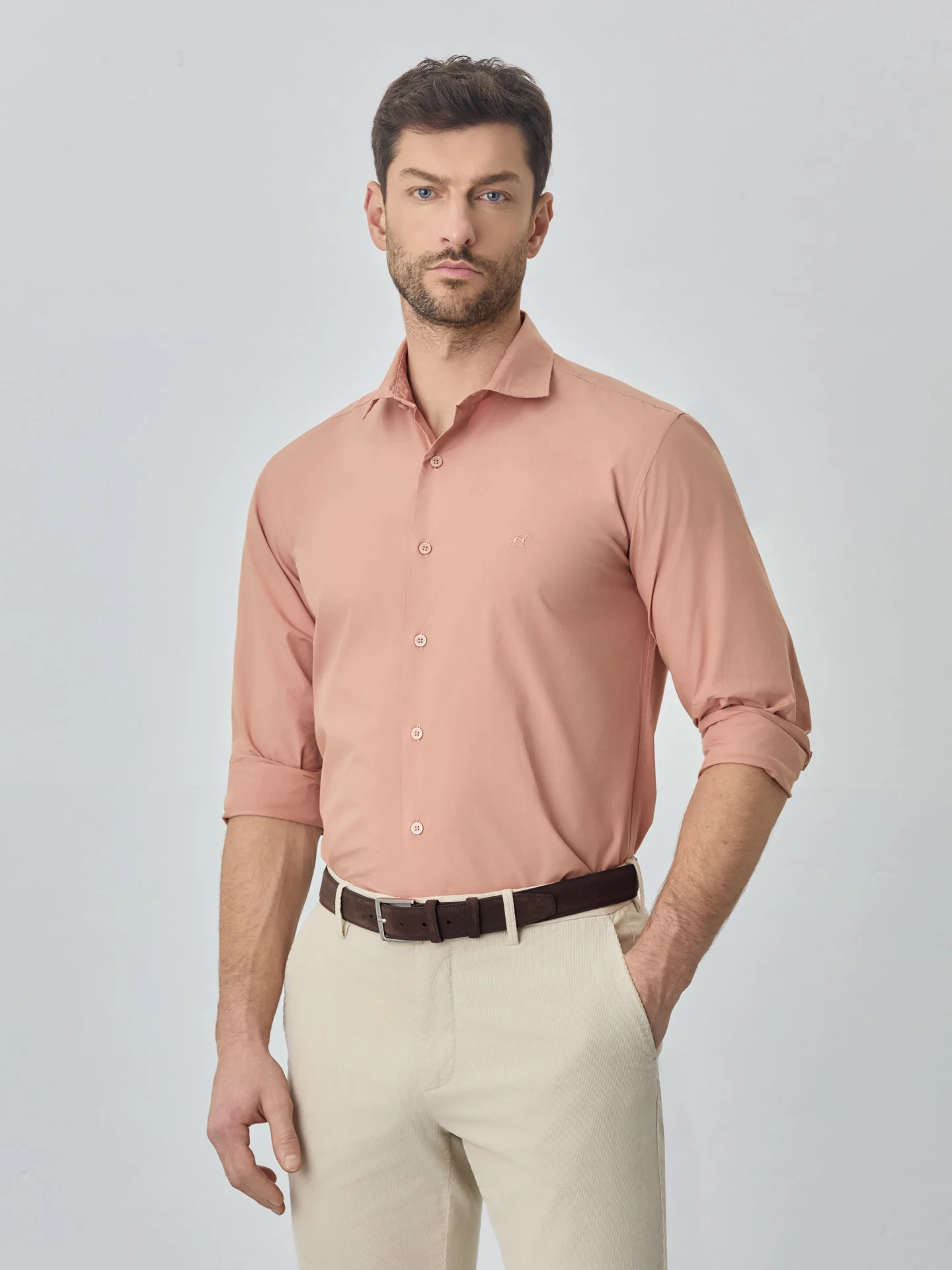 Camisa slim fit em popeline over dye - Image 20