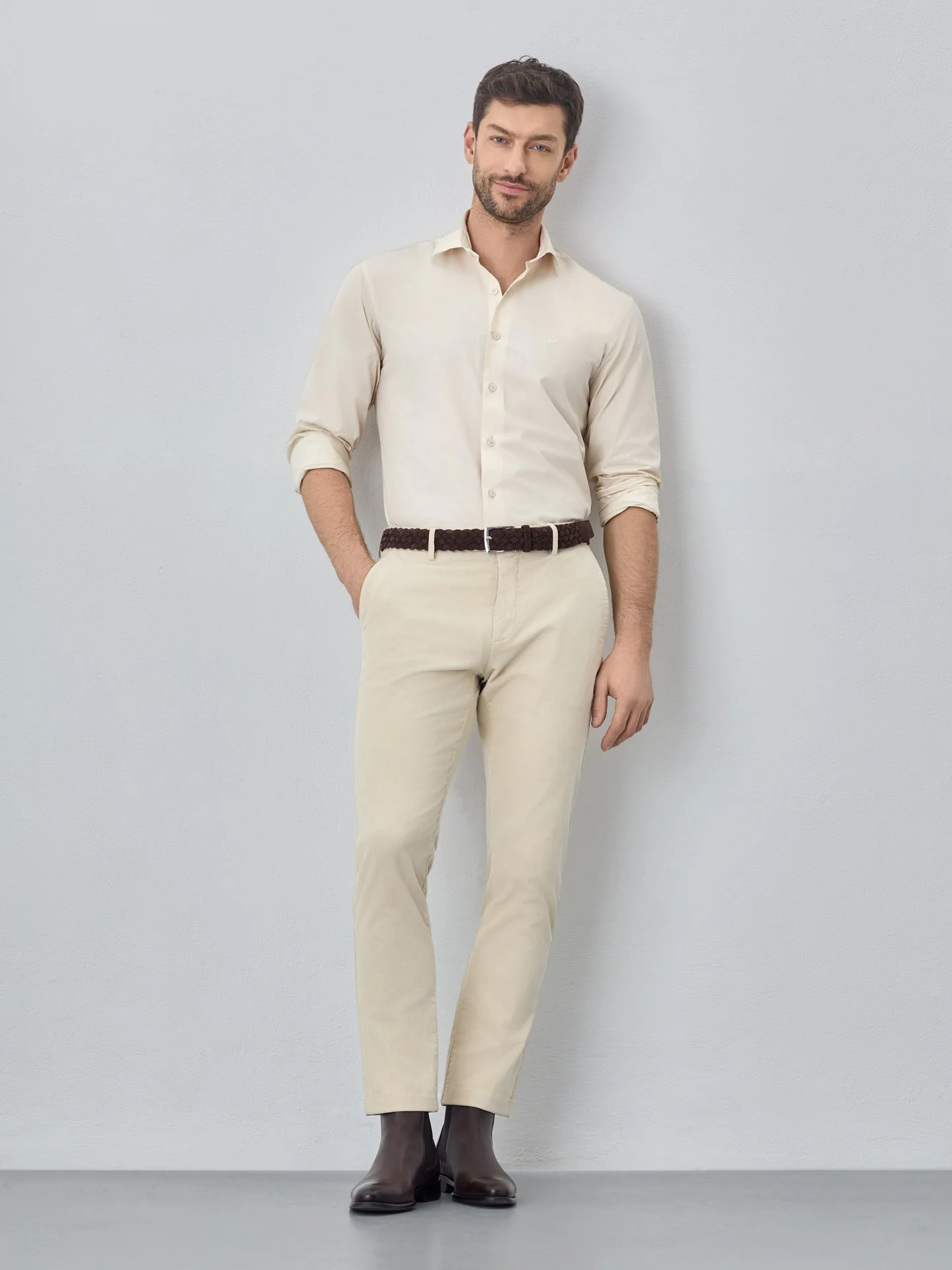 Camisa slim fit em popeline over dye - Image 8