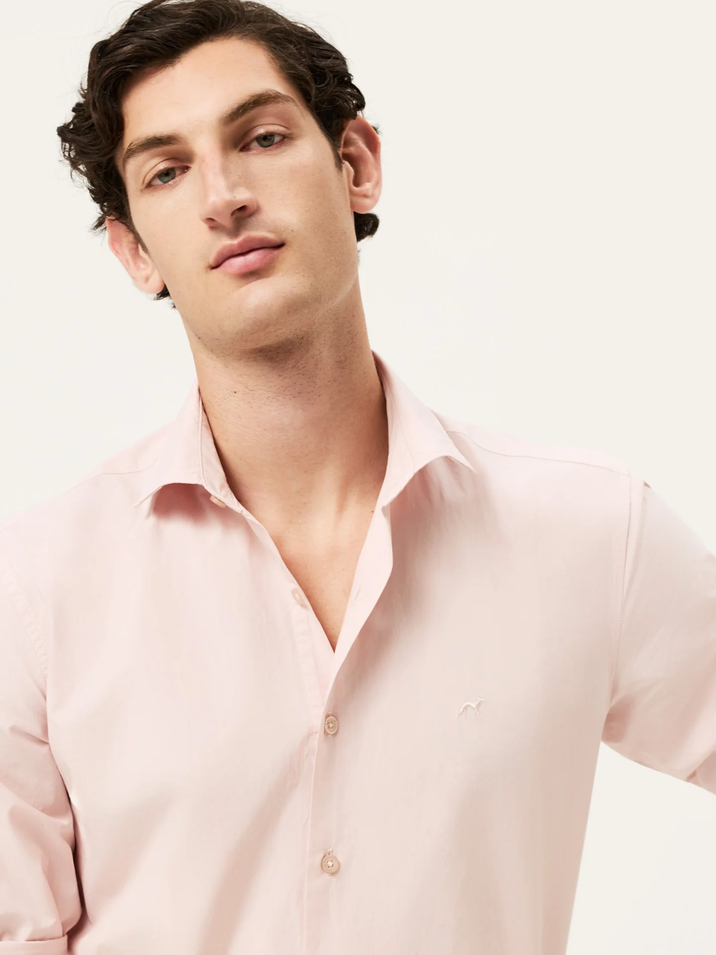 Camisa Slim Fit em Popeline Overdye com Colarinho Aberto - Image 45