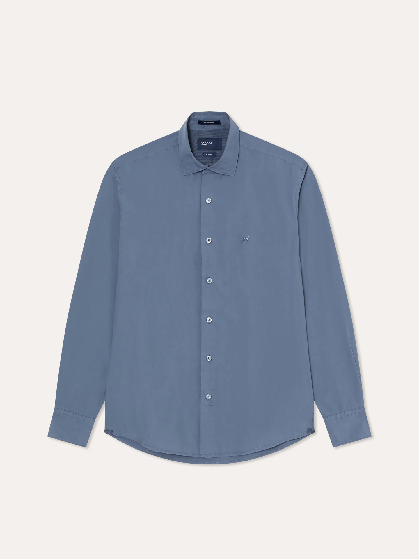 Camisa slim fit em popeline Overdye com colarinho aberto - Image 42