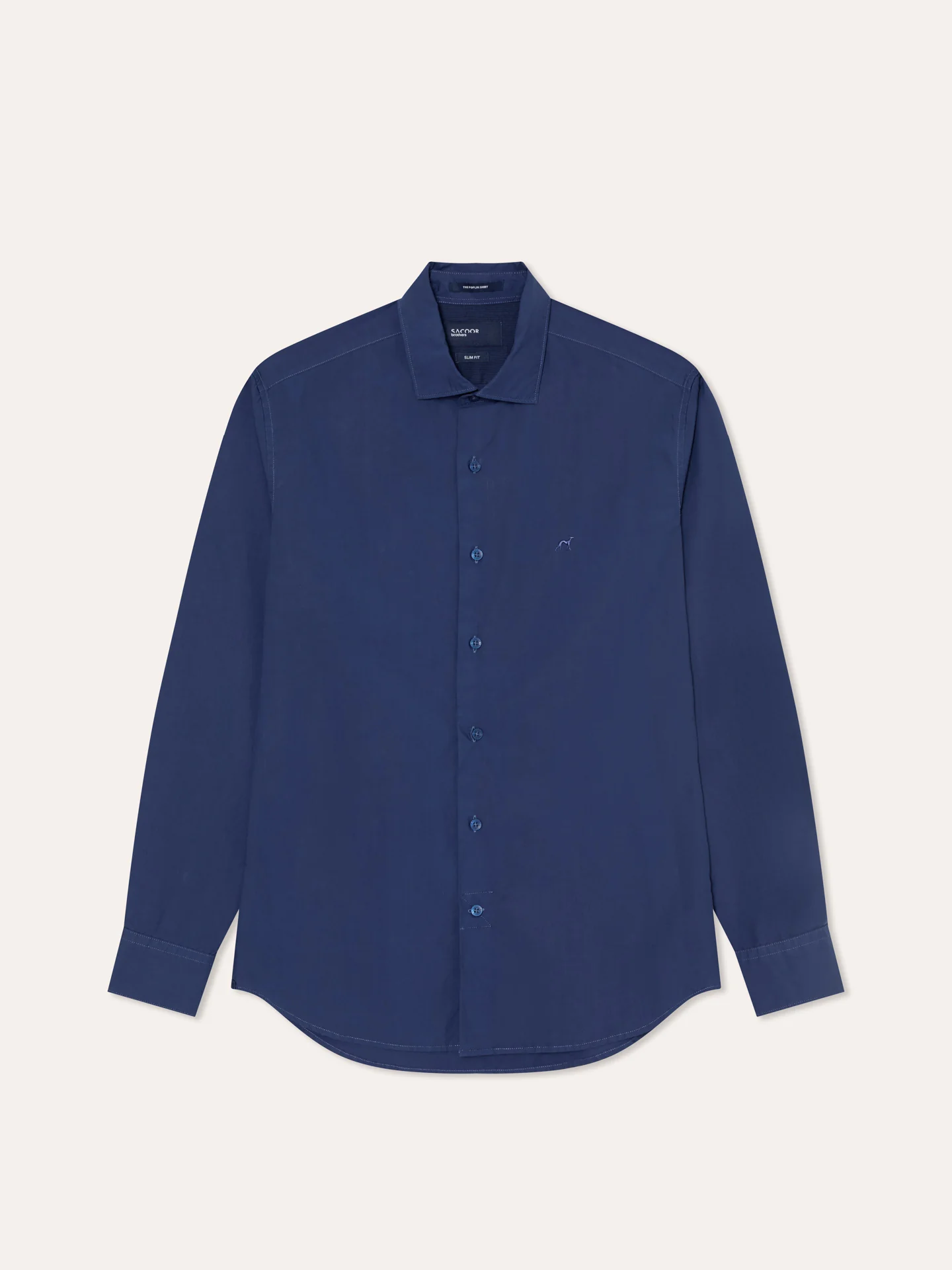 Camisa slim fit em popeline Overdye com colarinho aberto - Image 46